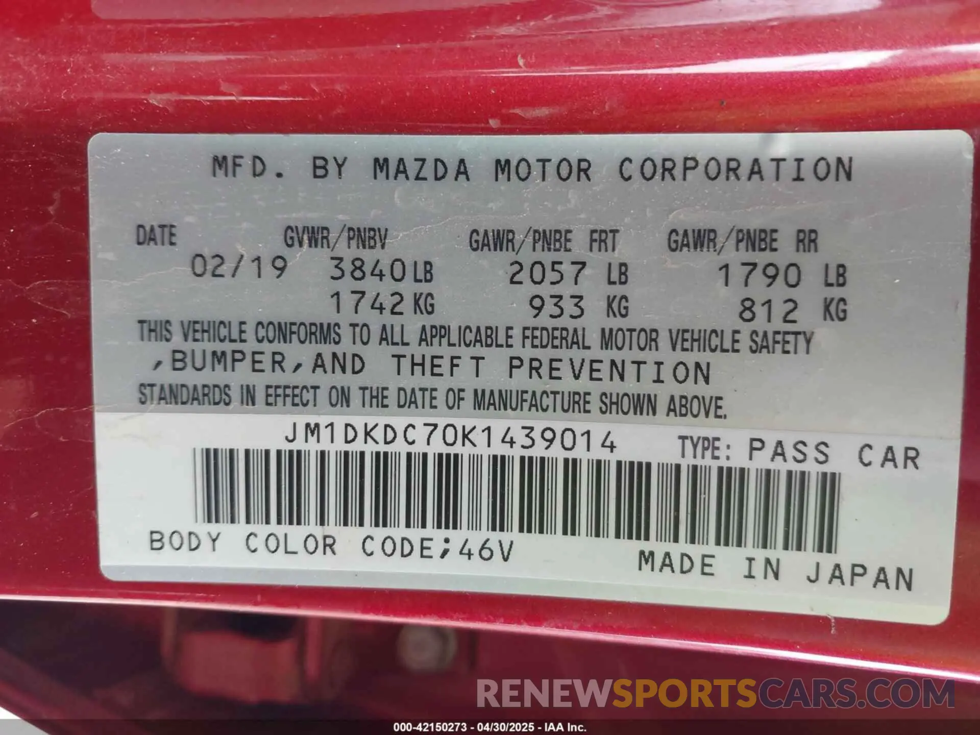 9 fotografías del automóvil dañado JM1DKDC70K1439014 MAZDA CX-3 2019