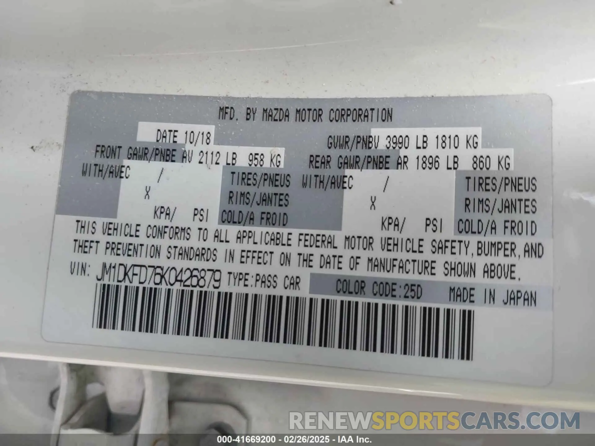 9 fotografías del automóvil dañado JM1DKFD76K0426879 MAZDA CX-3 2019