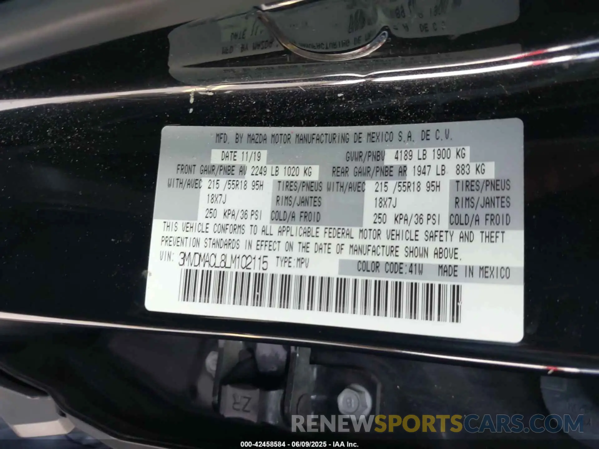 9 fotografías del automóvil dañado 3MVDMACL8LM102115 MAZDA CX-30 2020