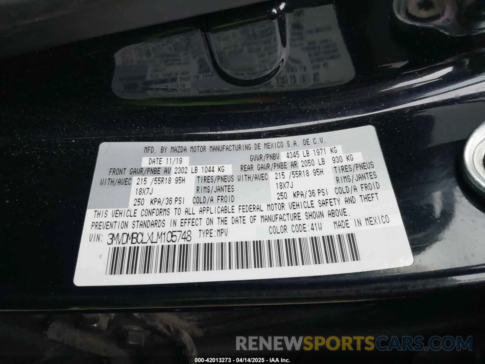 9 fotografías del automóvil dañado 3MVDMBCLXLM105748 MAZDA CX-30 2020