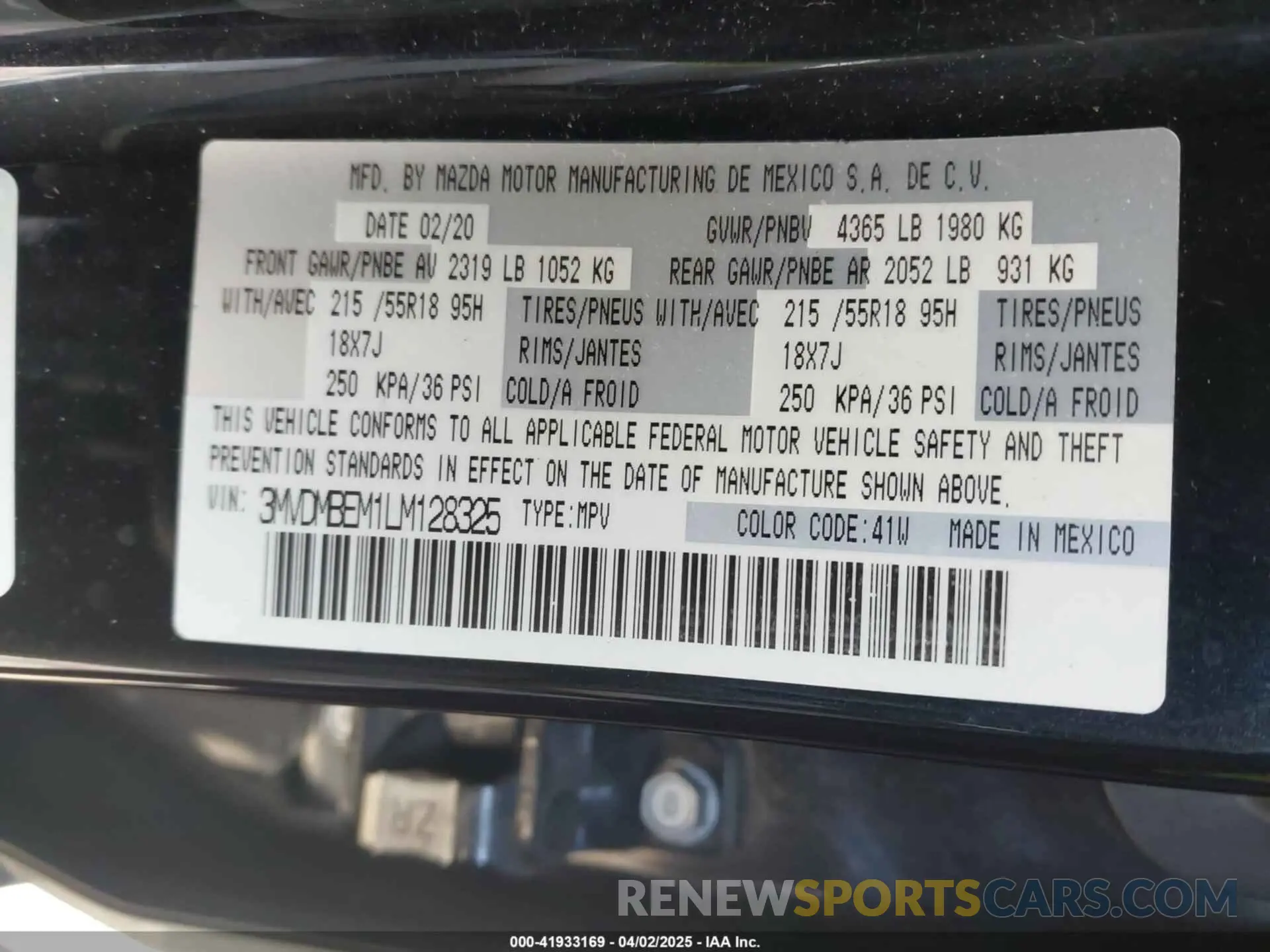 9 fotografías del automóvil dañado 3MVDMBEM1LM128325 MAZDA CX-30 2020