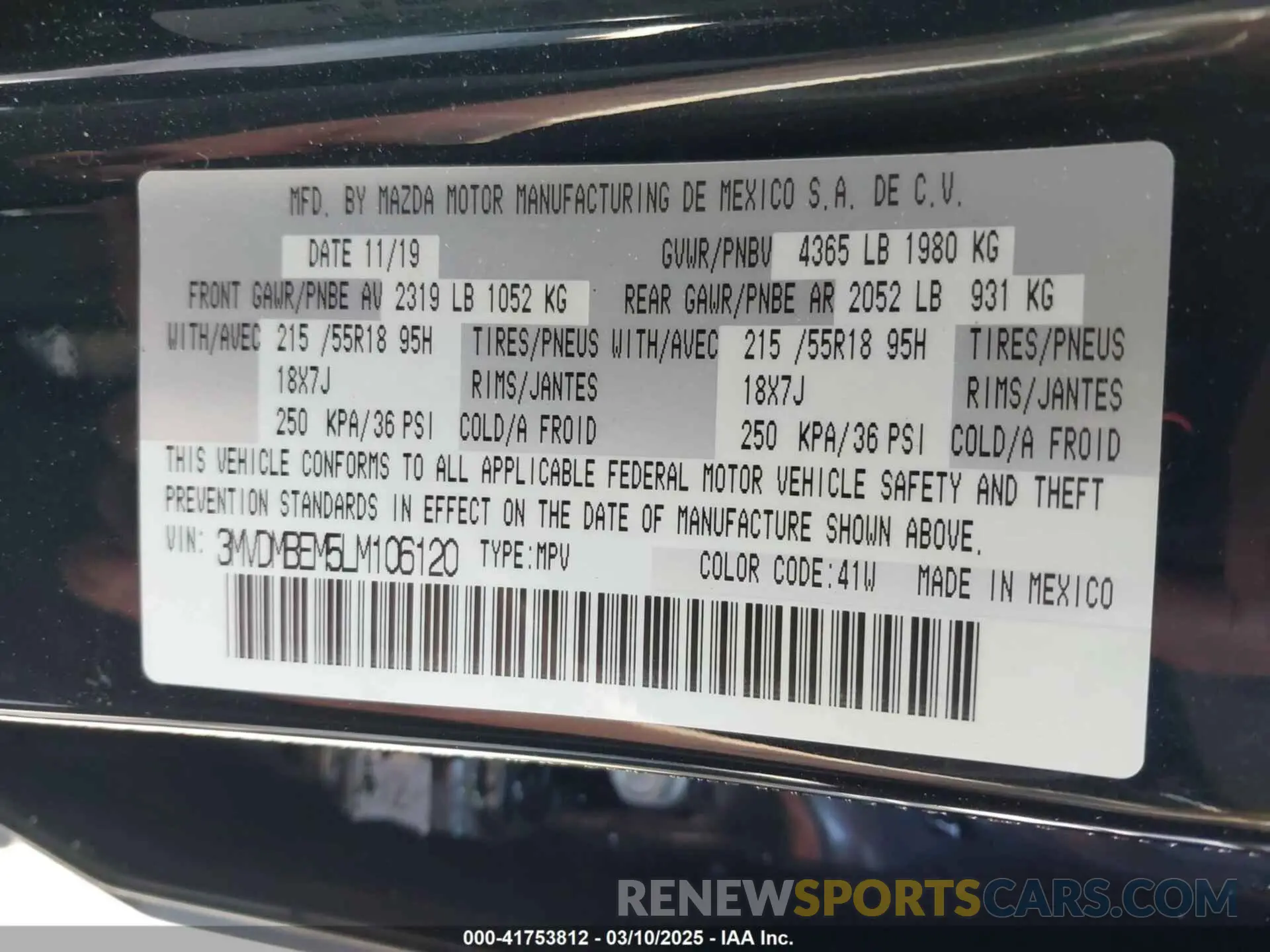 9 fotografías del automóvil dañado 3MVDMBEM5LM106120 MAZDA CX-30 2020