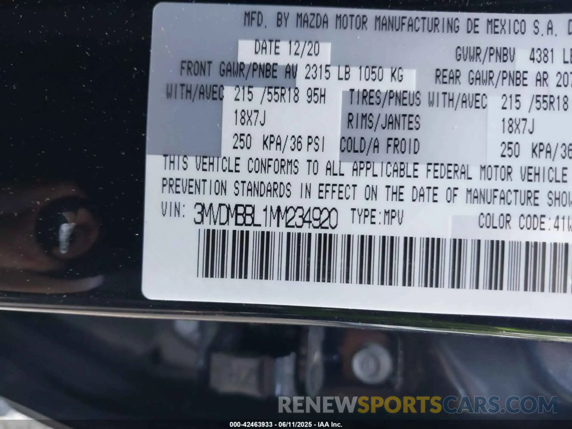 9 fotografías del automóvil dañado 3MVDMBBL1MM234920 MAZDA CX-30 2021