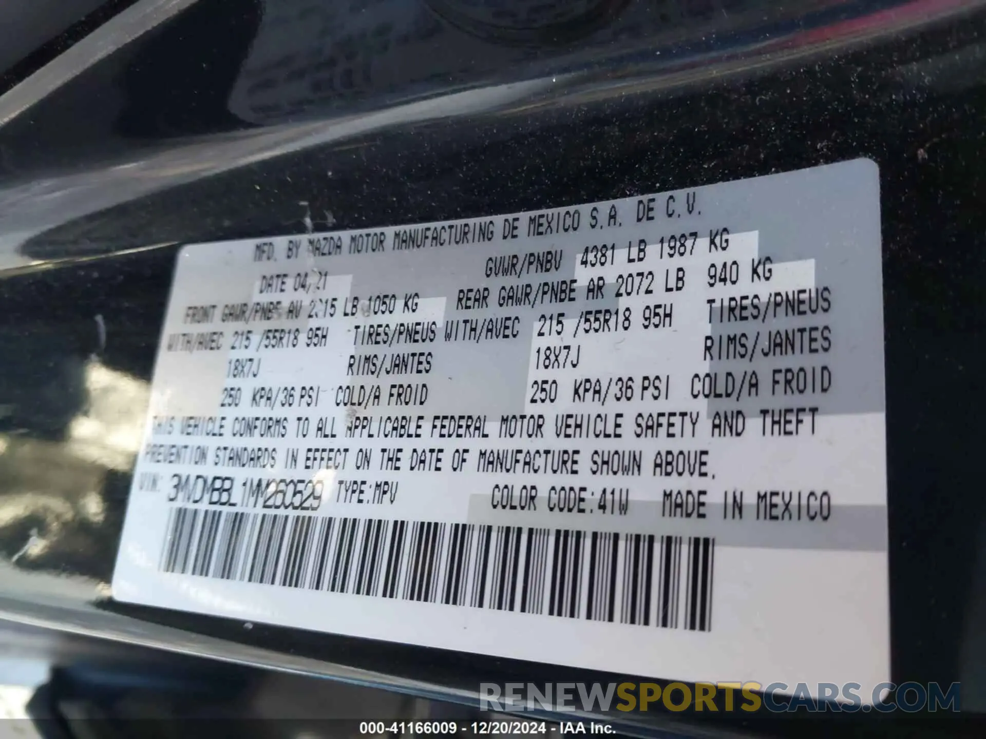 9 fotografías del automóvil dañado 3MVDMBBL1MM260529 MAZDA CX-30 2021