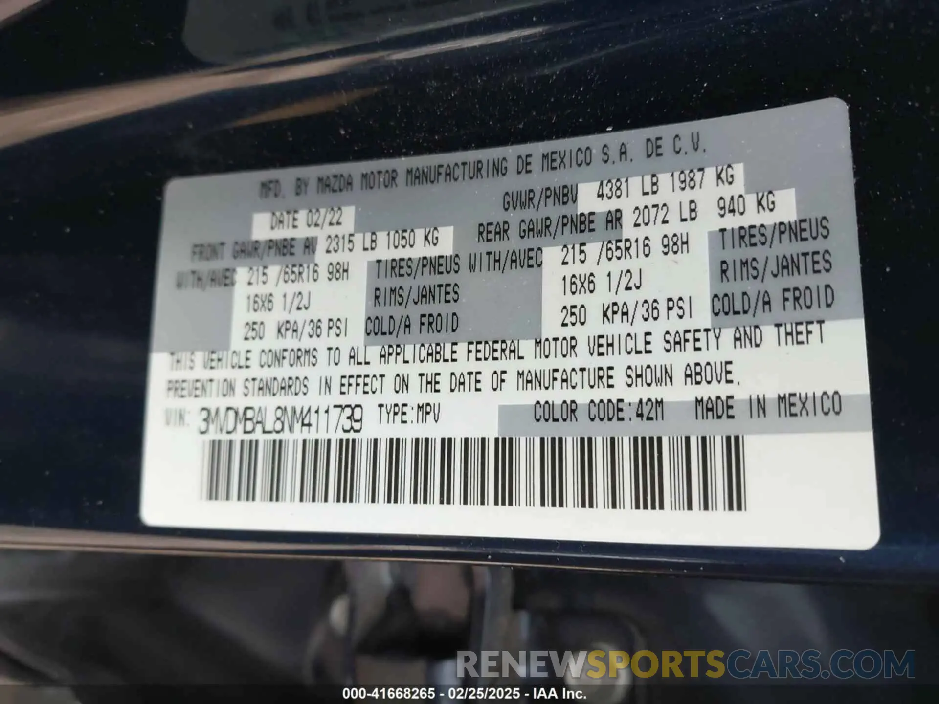 9 fotografías del automóvil dañado 3MVDMBAL8NM411739 MAZDA CX-30 2022