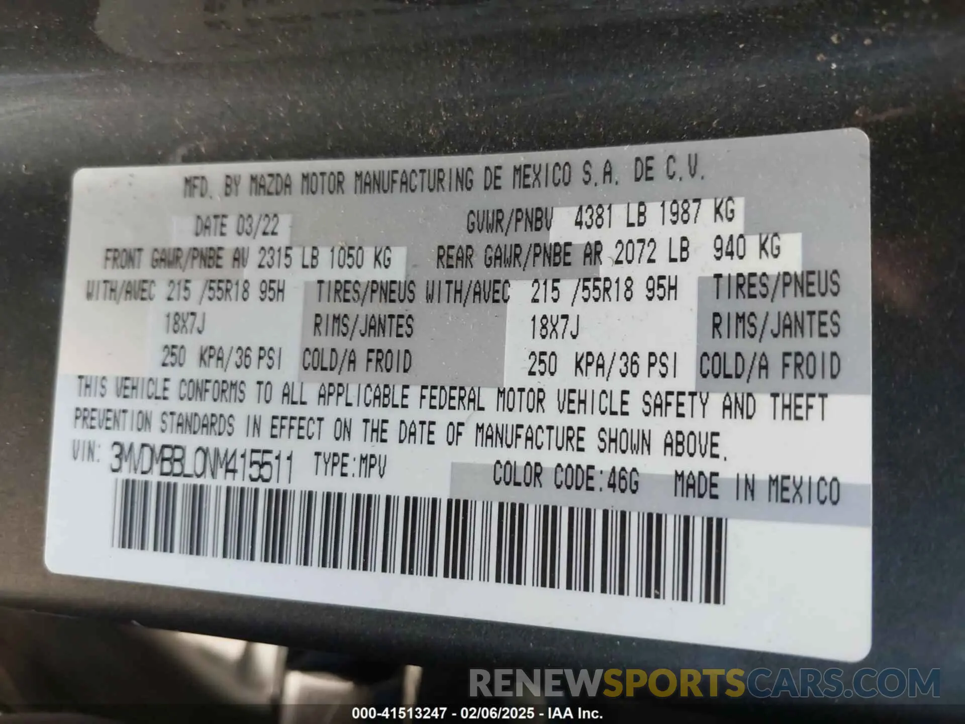 9 fotografías del automóvil dañado 3MVDMBBL0NM415511 MAZDA CX-30 2022