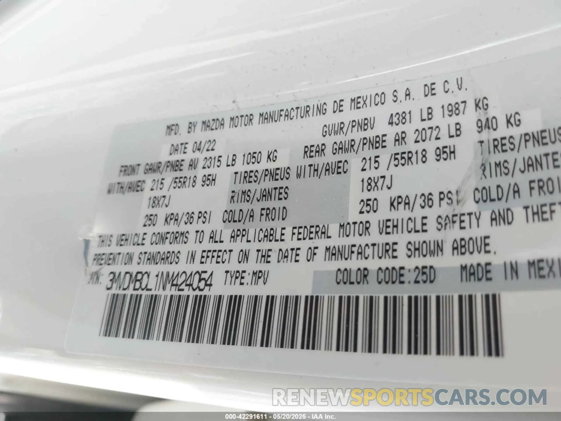 9 fotografías del automóvil dañado 3MVDMBCL1NM424054 MAZDA CX-30 2022