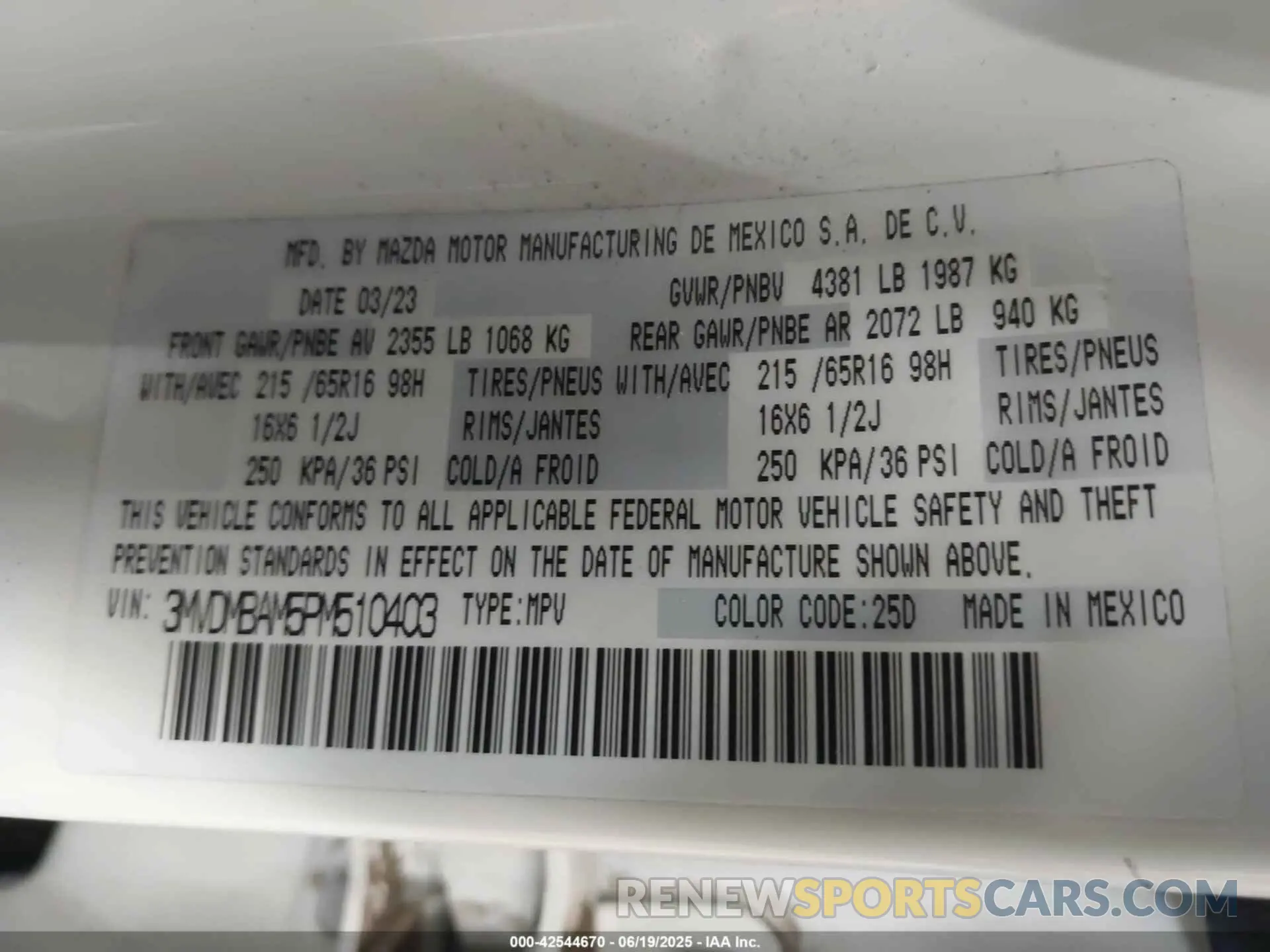 9 fotografías del automóvil dañado 3MVDMBAM5PM510403 MAZDA CX-30 2023