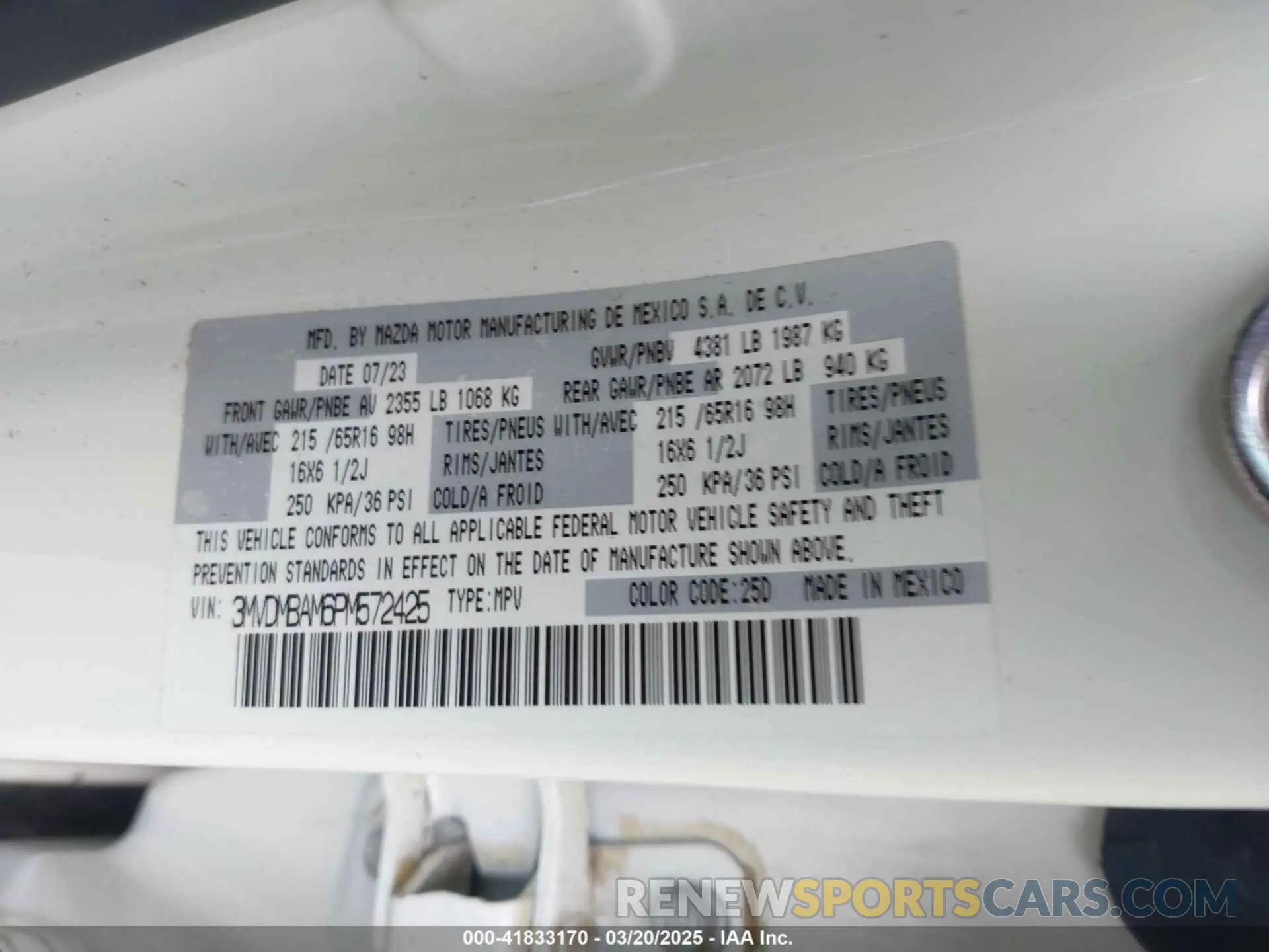 9 fotografías del automóvil dañado 3MVDMBAM6PM572425 MAZDA CX-30 2023