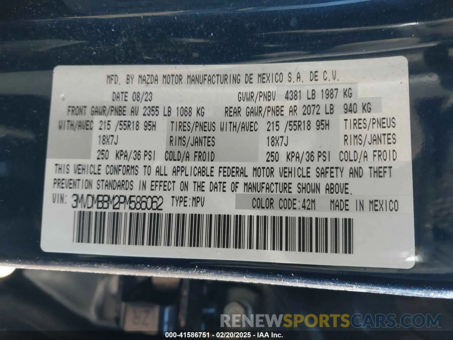 9 fotografías del automóvil dañado 3MVDMBBM2PM586062 MAZDA CX-30 2023