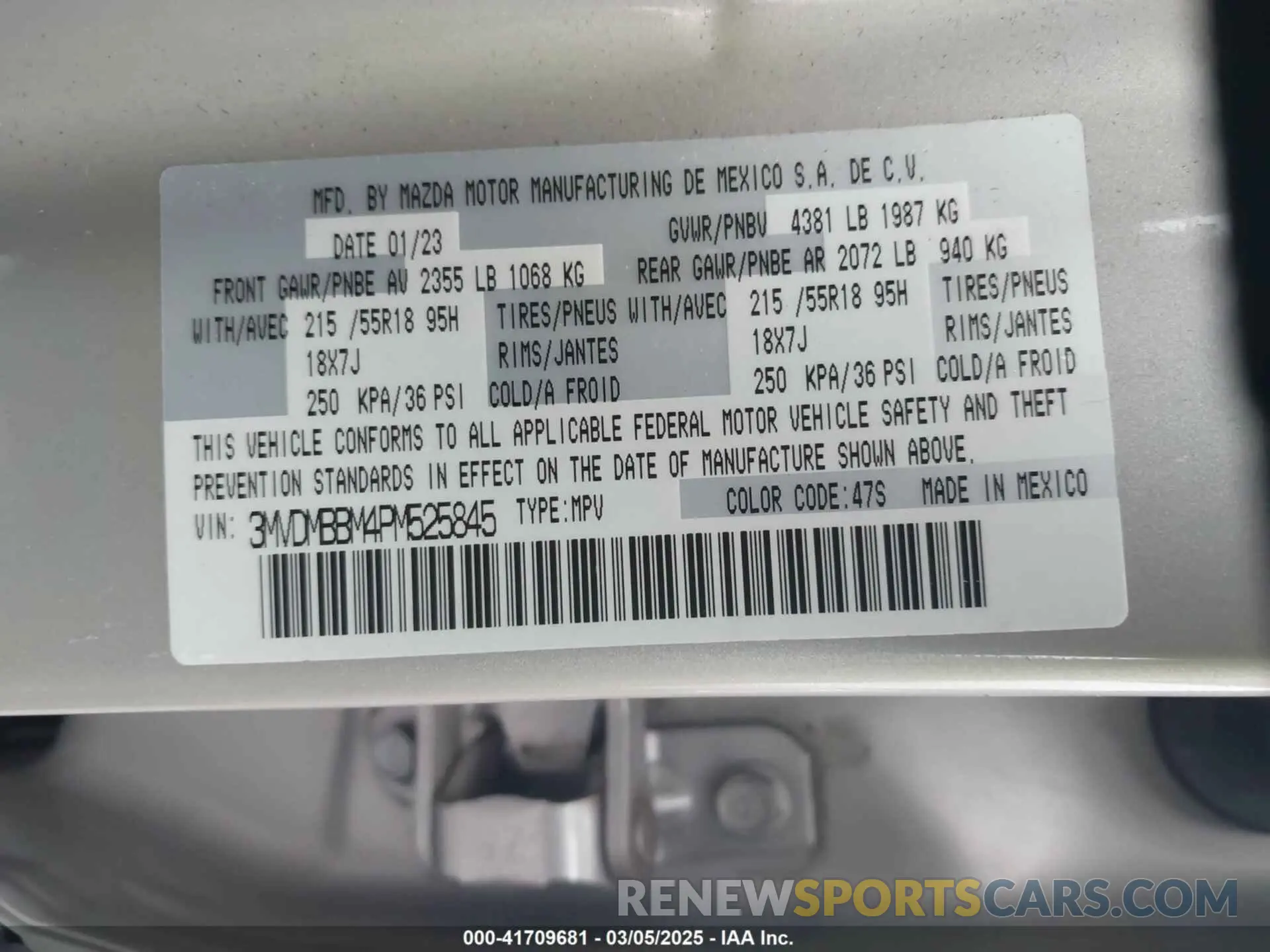 9 fotografías del automóvil dañado 3MVDMBBM4PM525845 MAZDA CX-30 2023