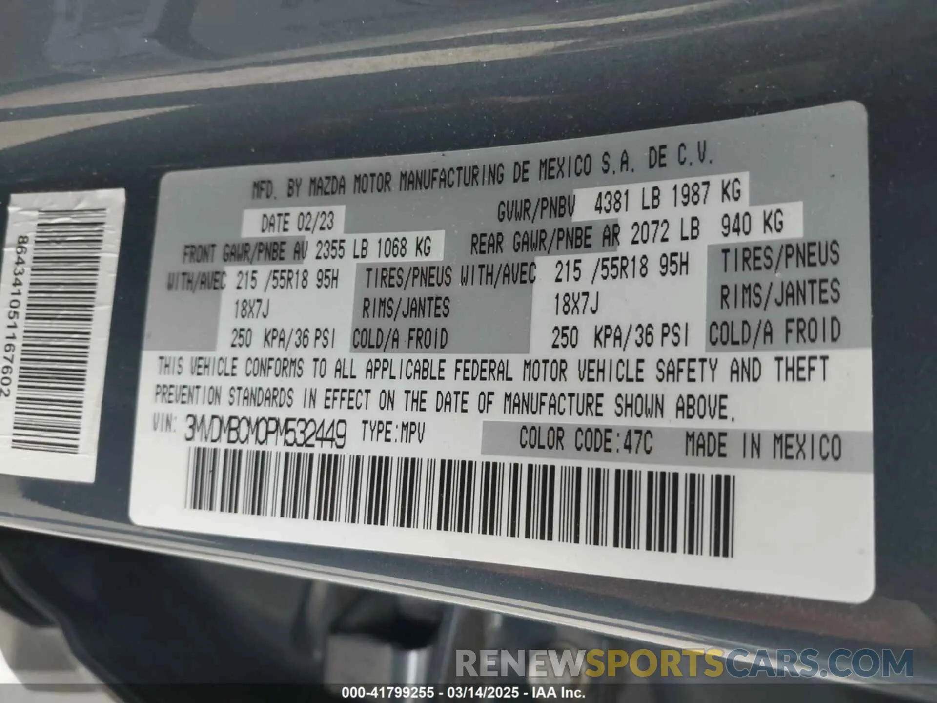 9 fotografías del automóvil dañado 3MVDMBCM0PM532449 MAZDA CX-30 2023