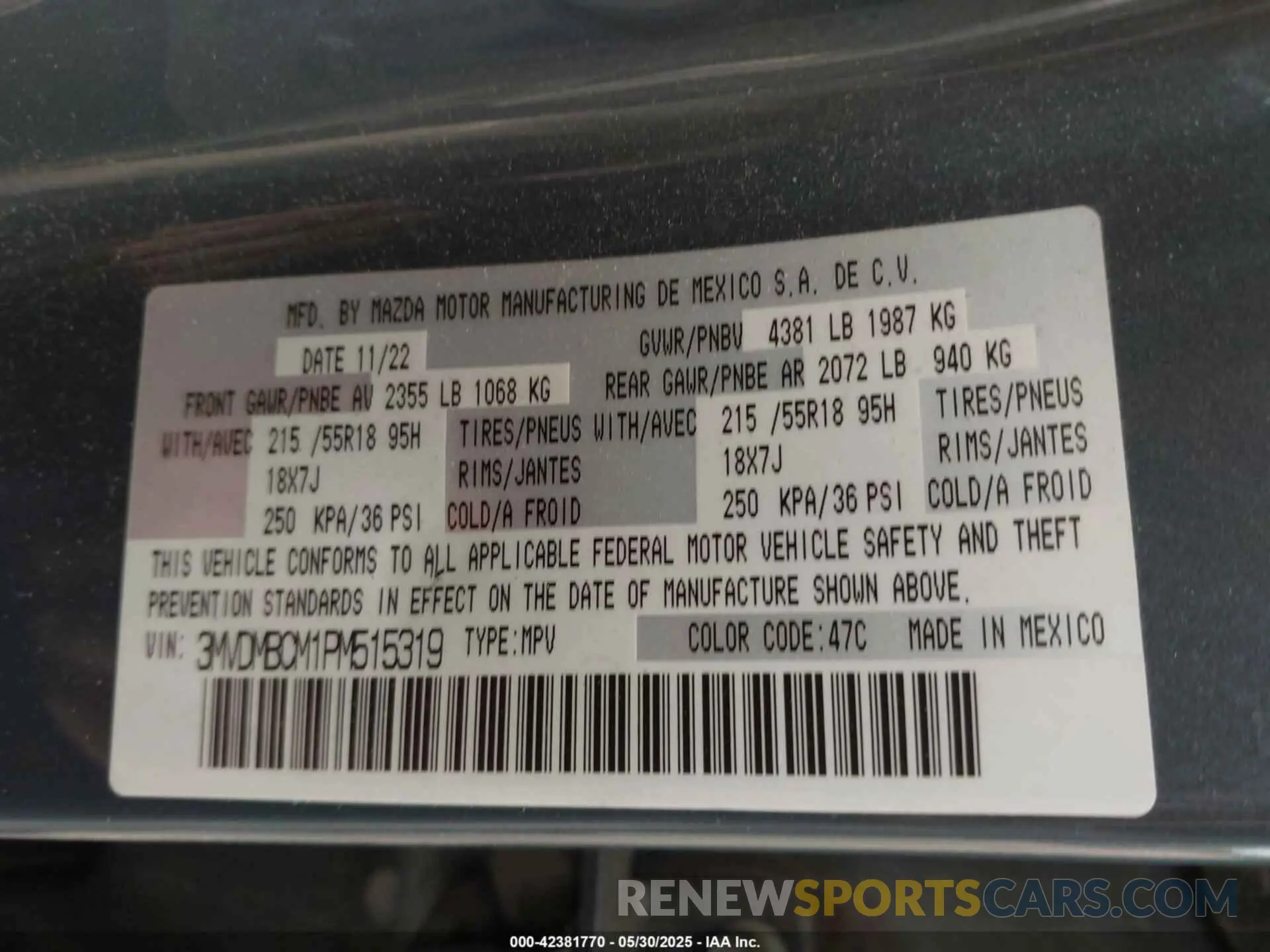 9 fotografías del automóvil dañado 3MVDMBCM1PM515319 MAZDA CX-30 2023