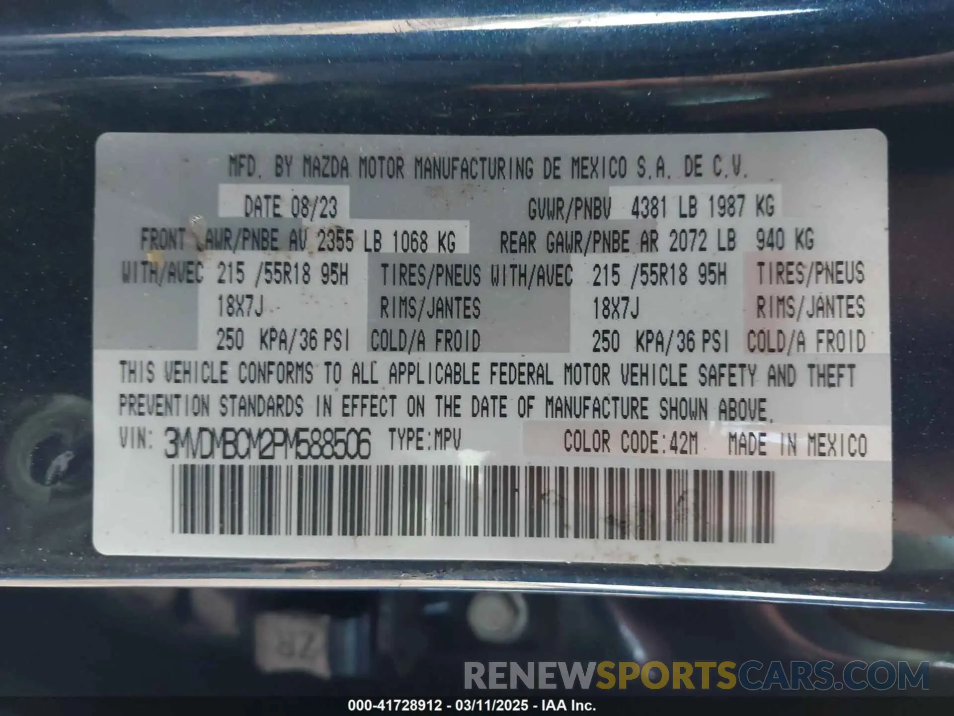 9 fotografías del automóvil dañado 3MVDMBCM2PM588506 MAZDA CX-30 2023