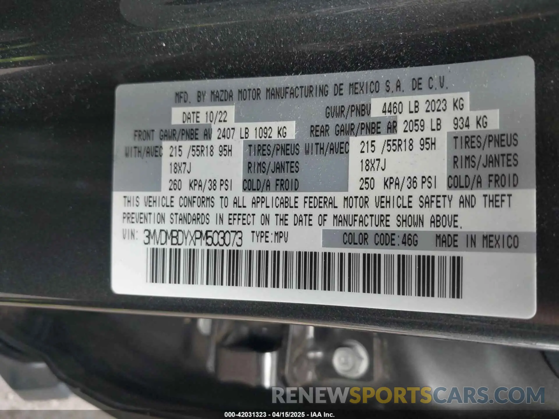9 fotografías del automóvil dañado 3MVDMBDYXPM503073 MAZDA CX-30 2023