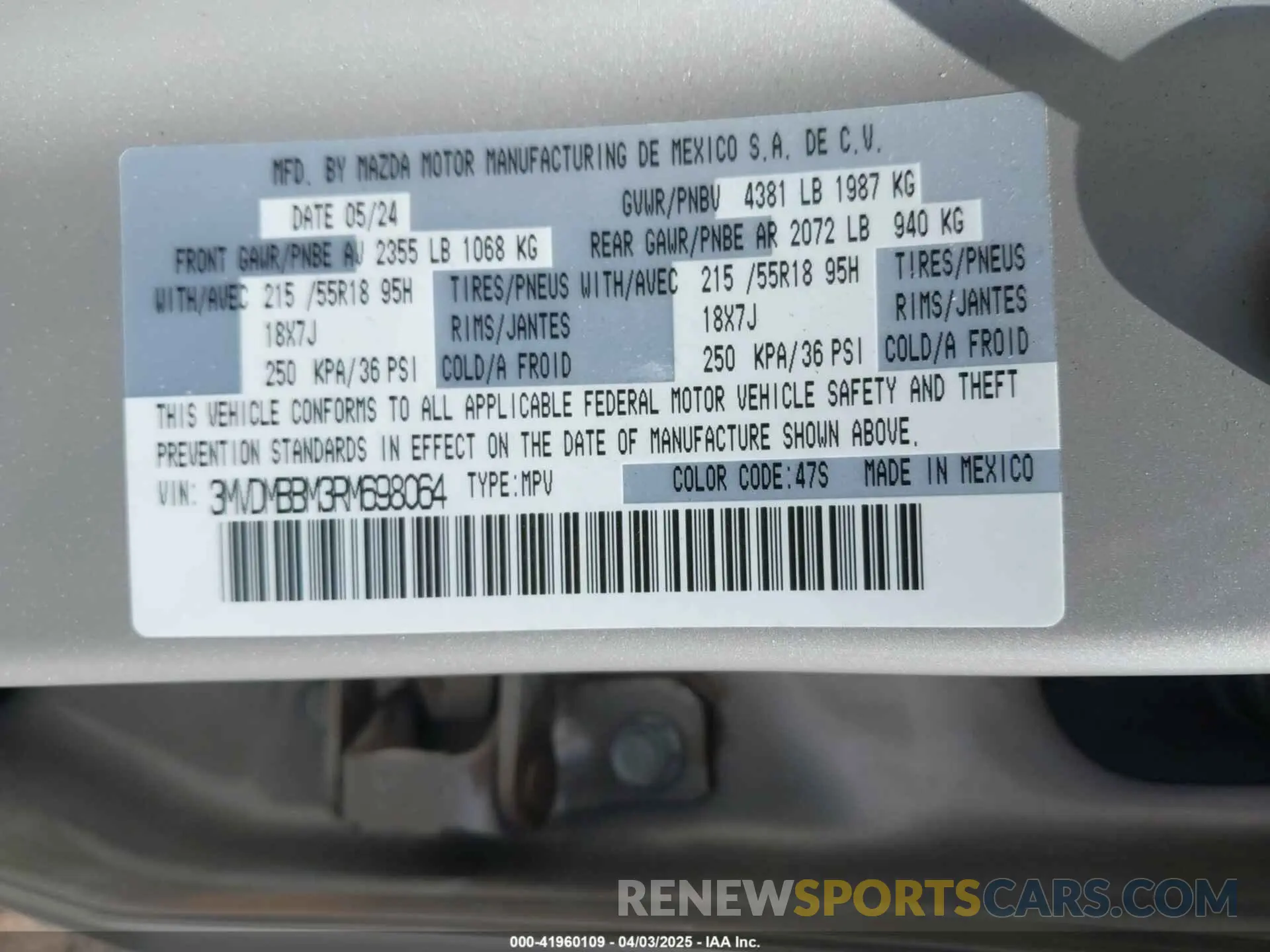 9 fotografías del automóvil dañado 3MVDMBBM3RM698064 MAZDA CX-30 2024