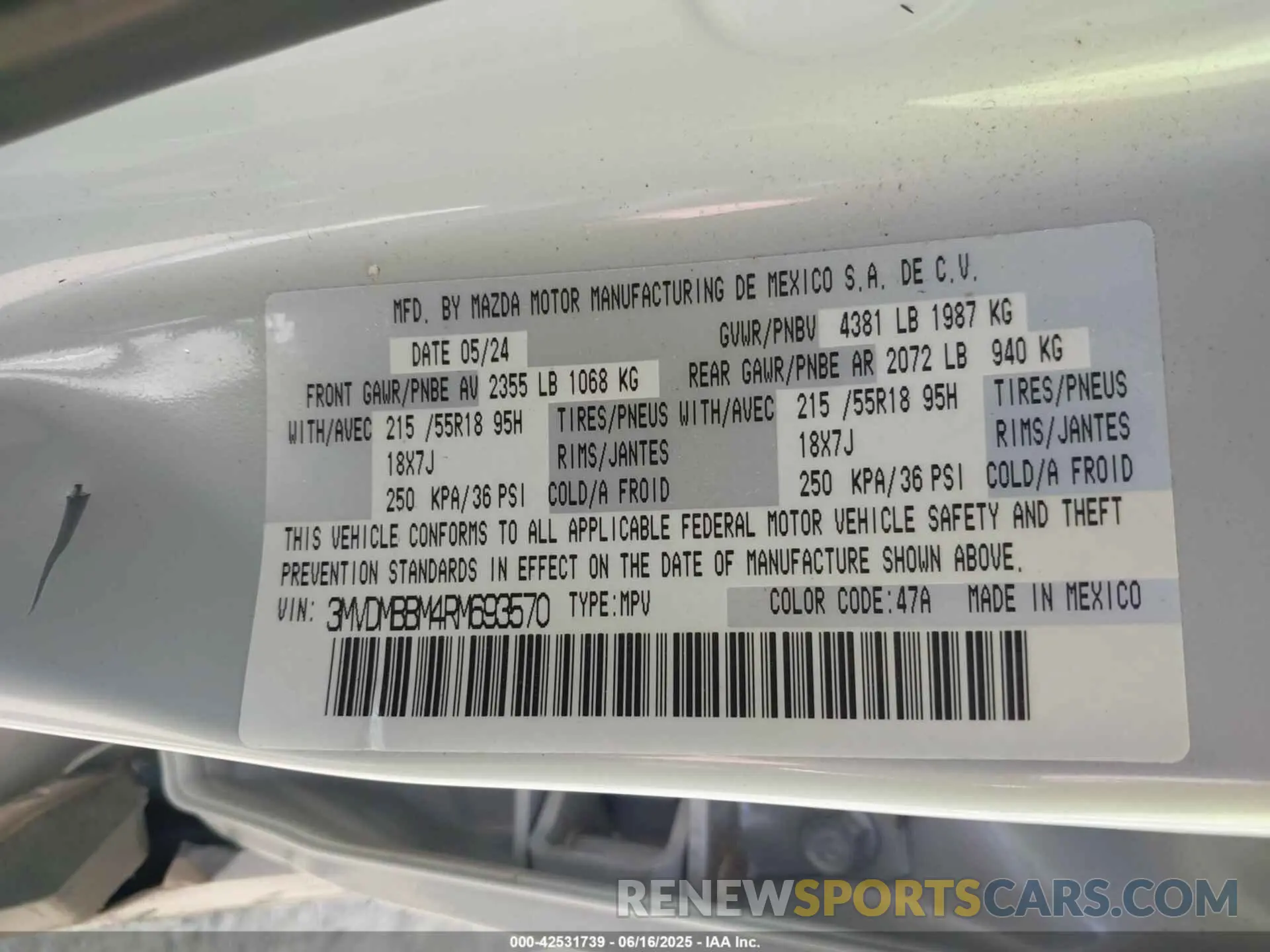 9 fotografías del automóvil dañado 3MVDMBBM4RM693570 MAZDA CX-30 2024