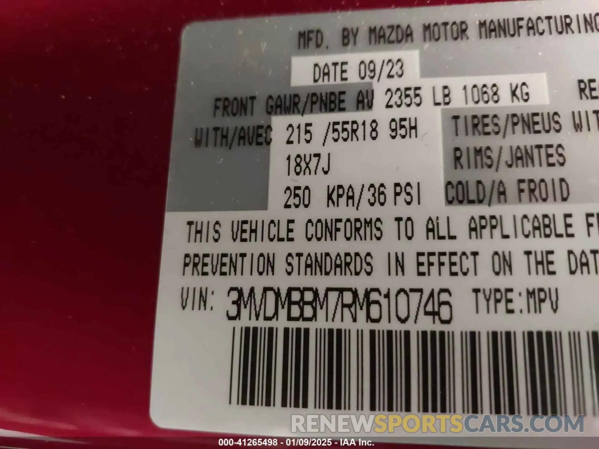 9 fotografías del automóvil dañado 3MVDMBBM7RM610746 MAZDA CX-30 2024
