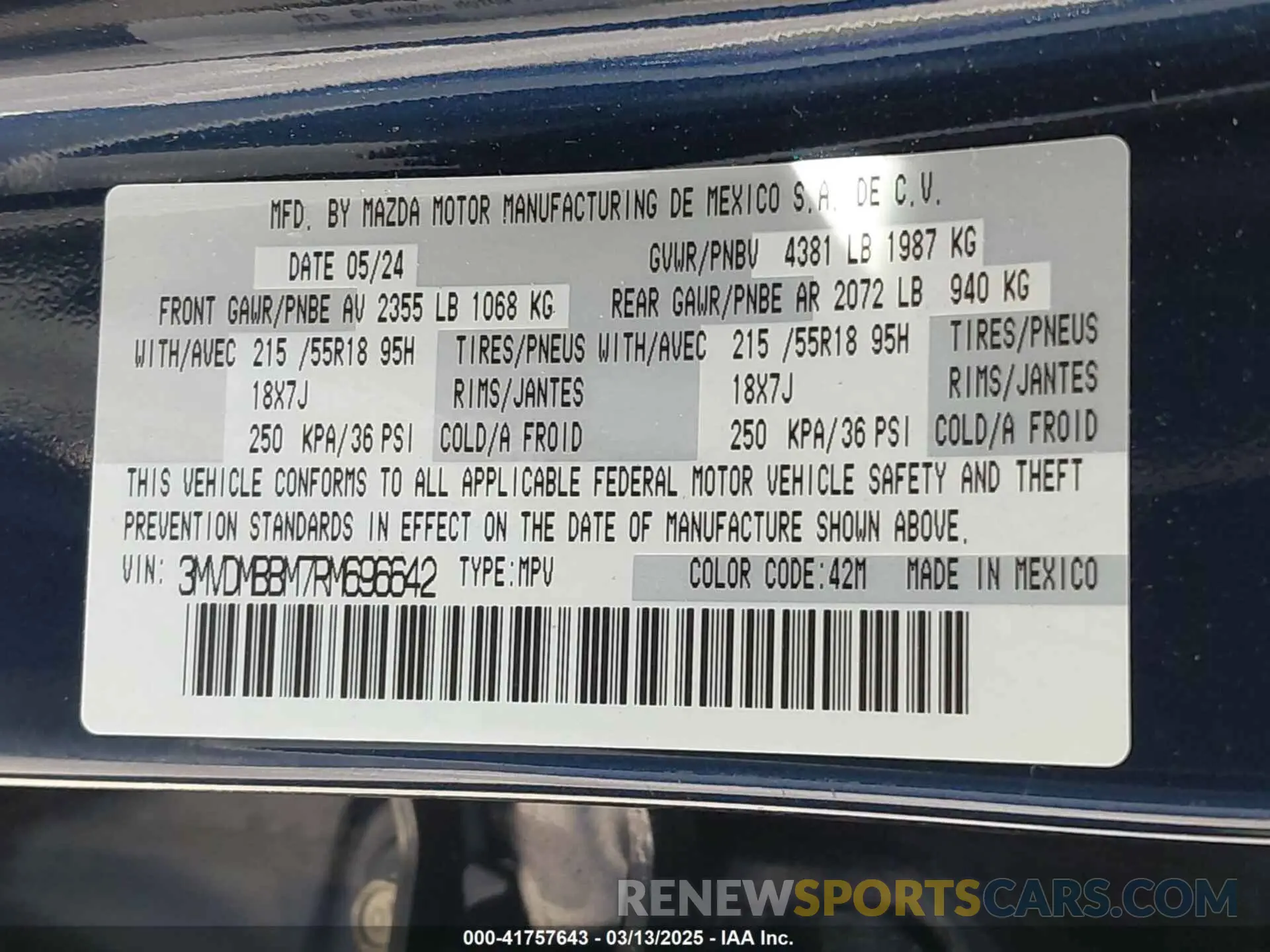 9 fotografías del automóvil dañado 3MVDMBBM7RM696642 MAZDA CX-30 2024