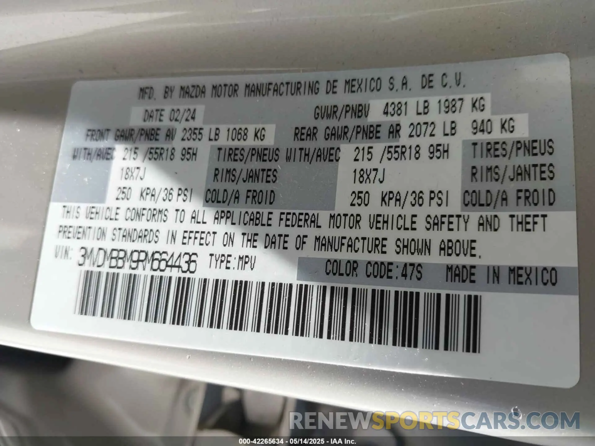 9 fotografías del automóvil dañado 3MVDMBBM9RM664436 MAZDA CX-30 2024
