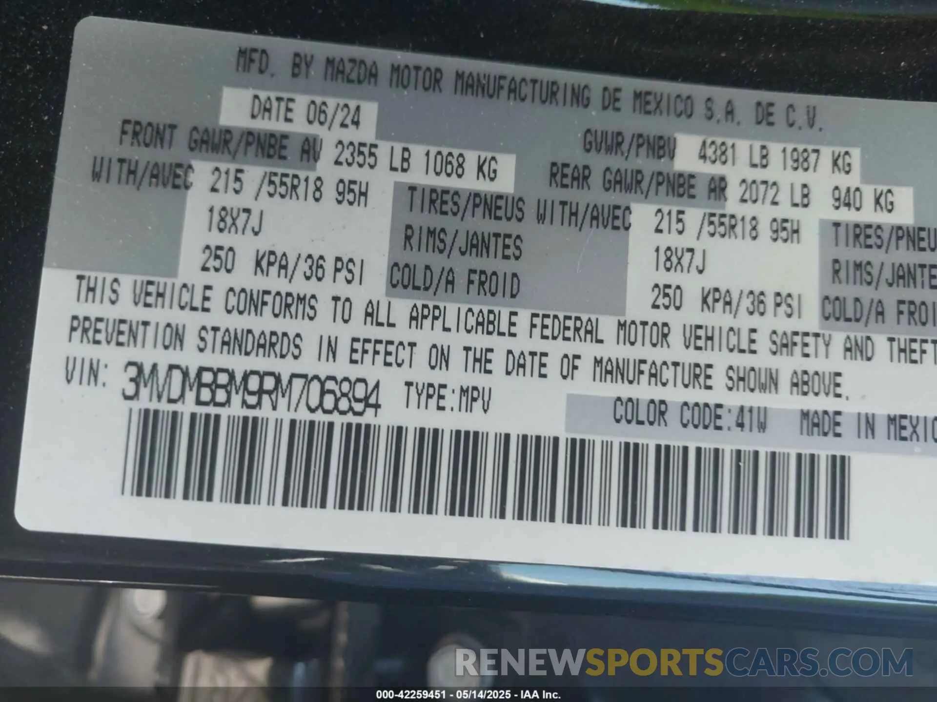 9 fotografías del automóvil dañado 3MVDMBBM9RM706894 MAZDA CX-30 2024