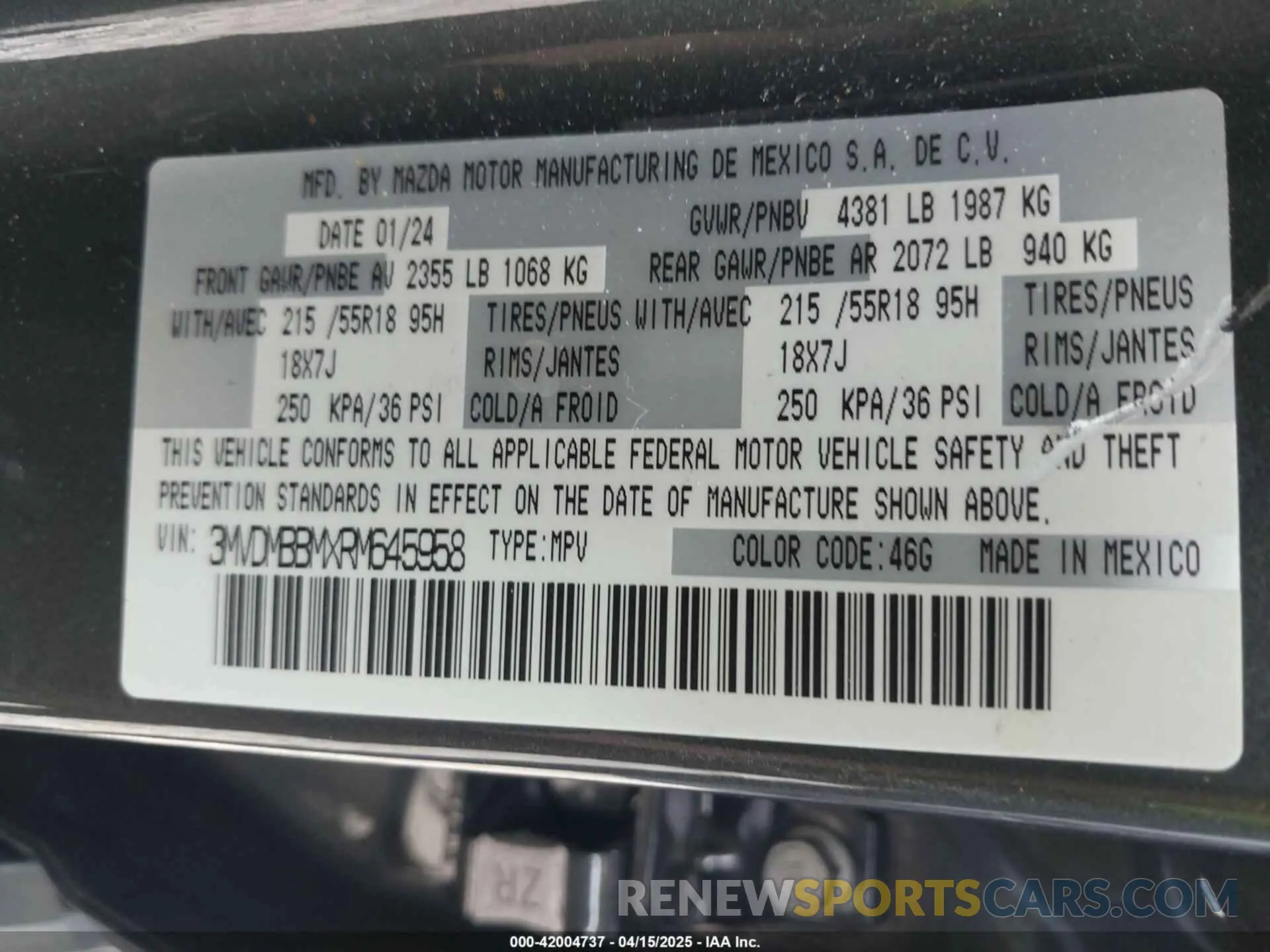 9 fotografías del automóvil dañado 3MVDMBBMXRM645958 MAZDA CX-30 2024