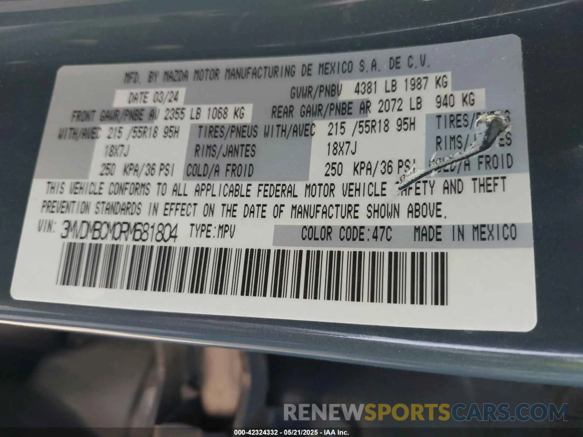 9 fotografías del automóvil dañado 3MVDMBCM0RM681804 MAZDA CX-30 2024