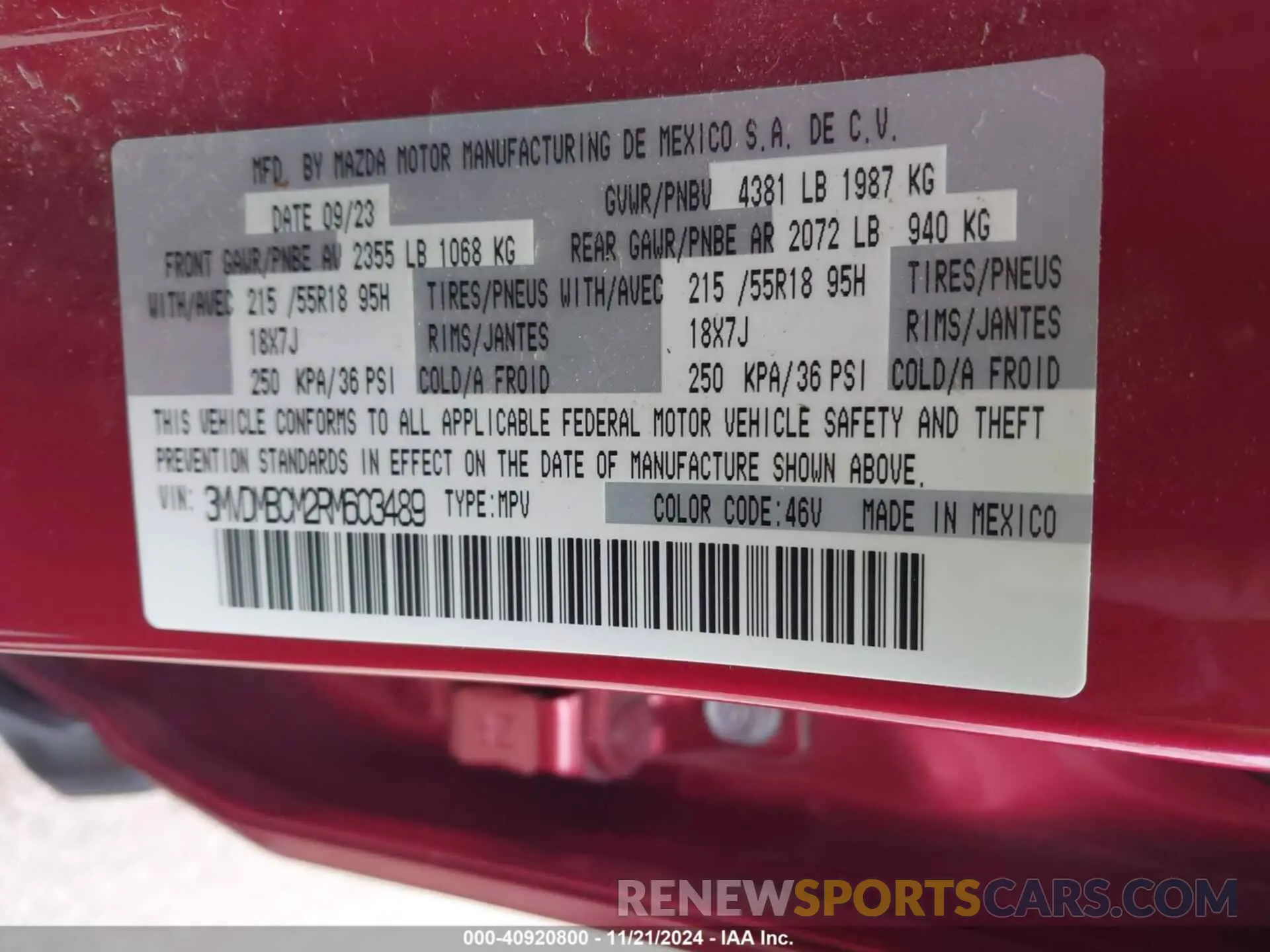 9 fotografías del automóvil dañado 3MVDMBCM2RM603489 MAZDA CX-30 2024
