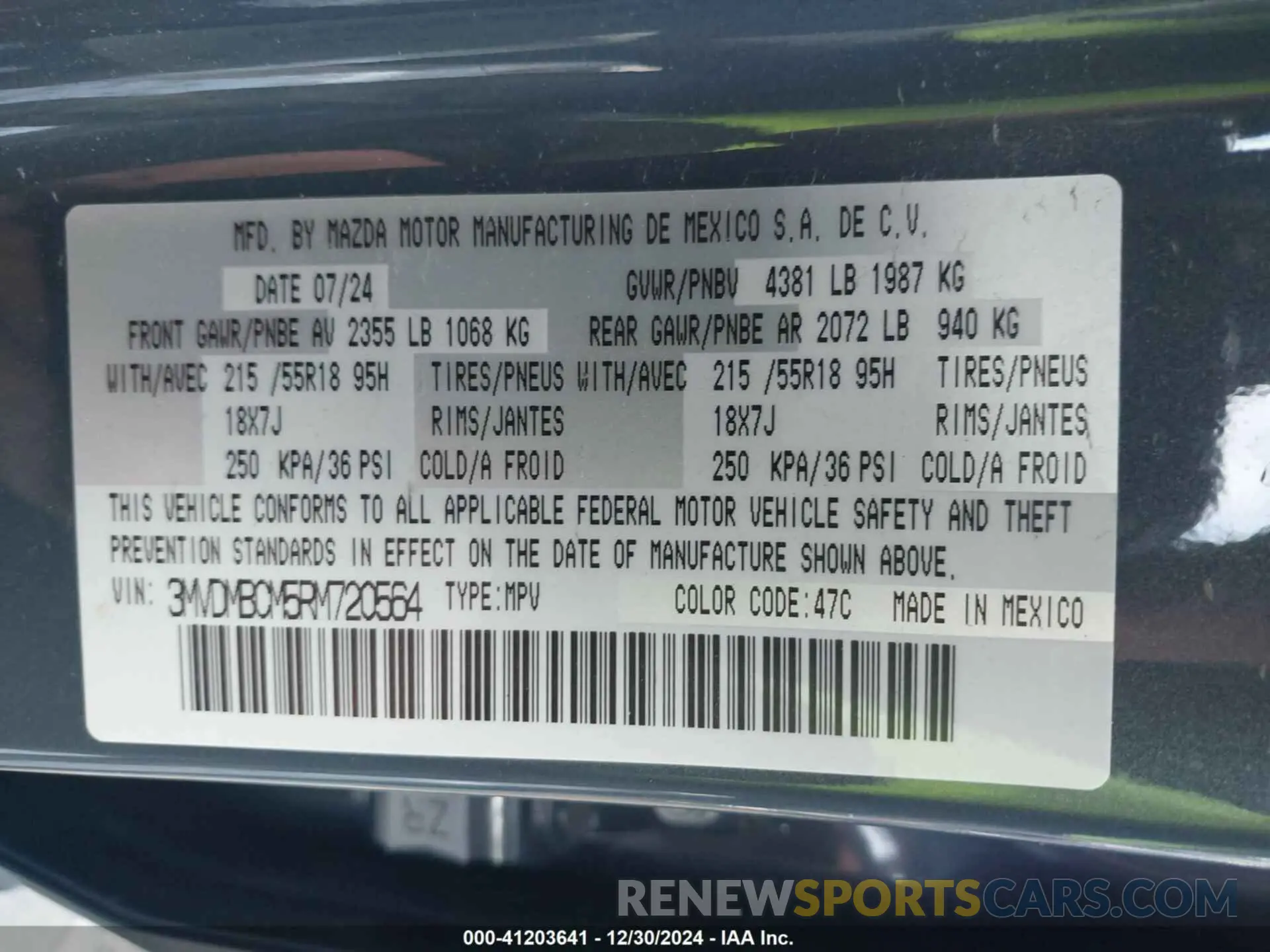 9 fotografías del automóvil dañado 3MVDMBCM5RM720564 MAZDA CX-30 2024