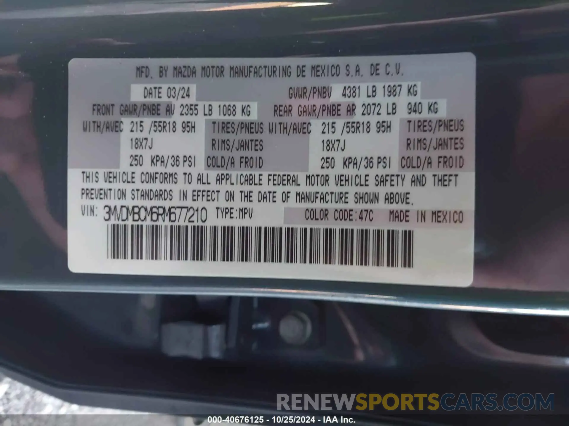9 fotografías del automóvil dañado 3MVDMBCM6RM677210 MAZDA CX-30 2024