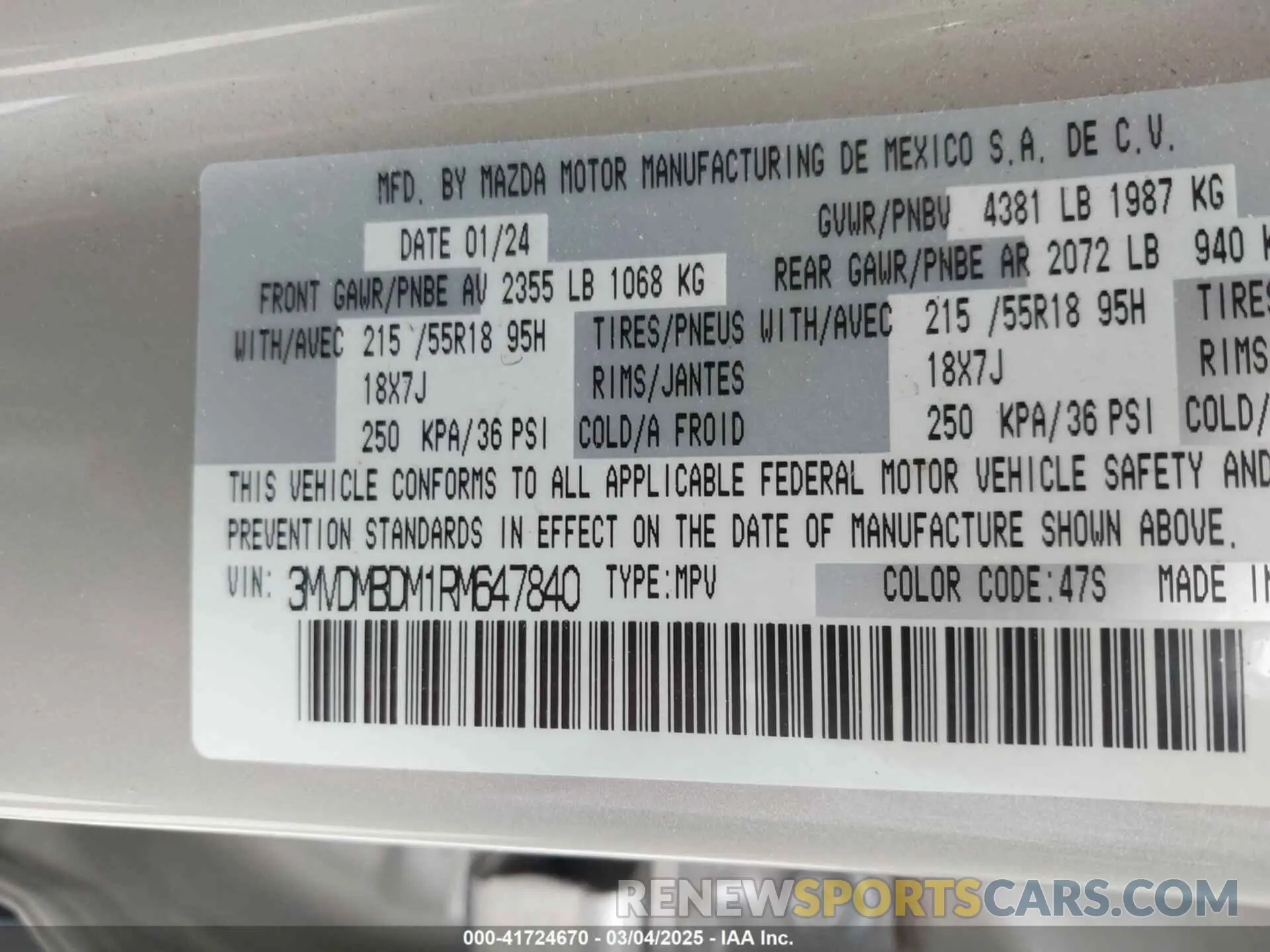 9 fotografías del automóvil dañado 3MVDMBDM1RM647840 MAZDA CX-30 2024