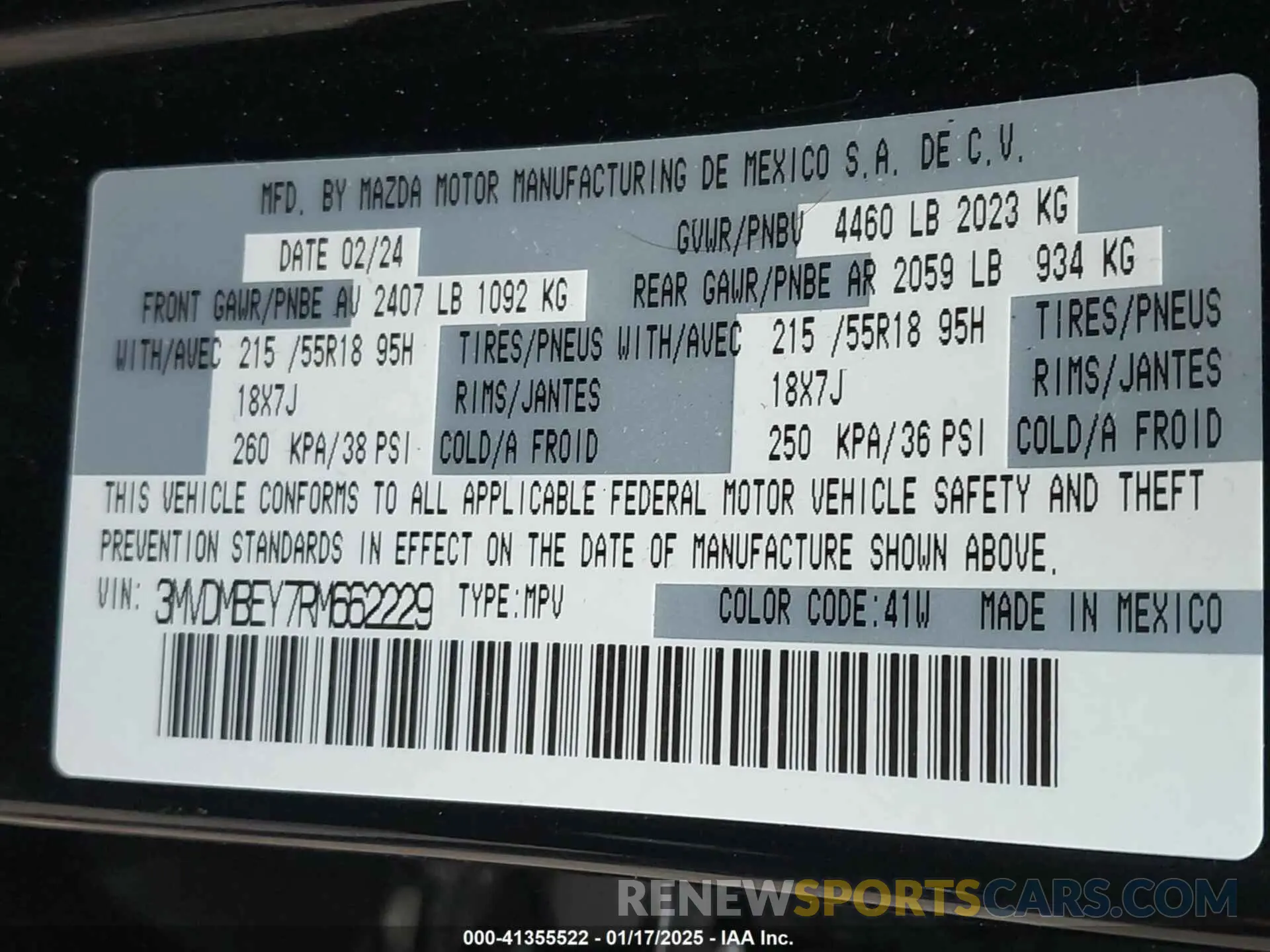 9 fotografías del automóvil dañado 3MVDMBEY7RM662229 MAZDA CX-30 2024