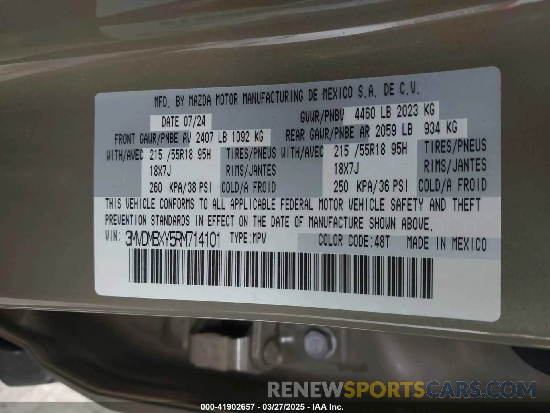 9 fotografías del automóvil dañado 3MVDMBXY5RM714101 MAZDA CX-30 2024