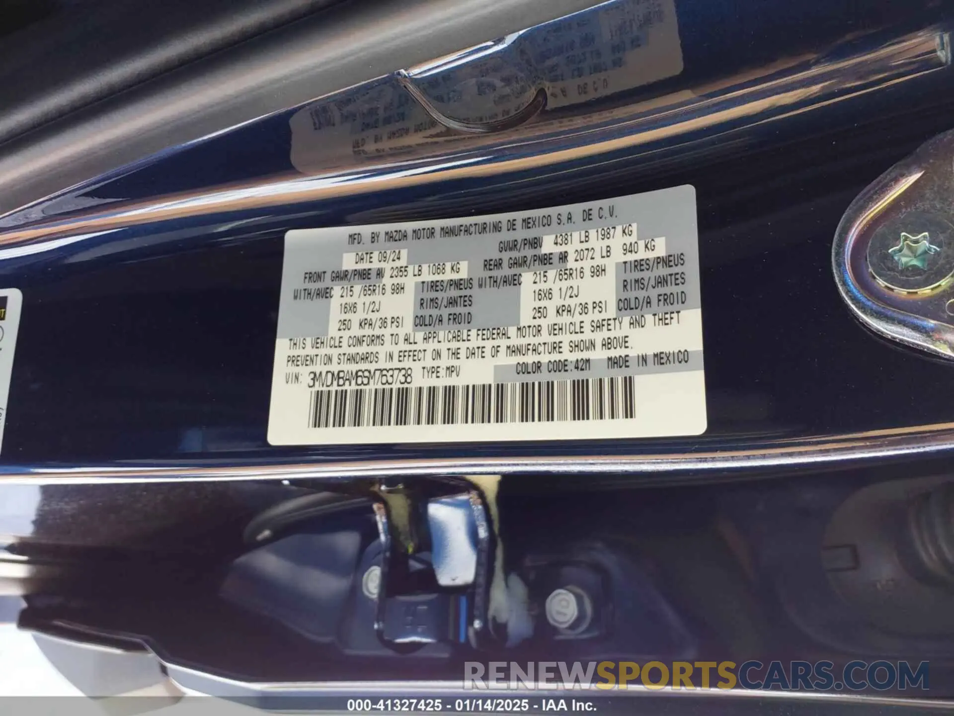 9 fotografías del automóvil dañado 3MVDMBAM6SM763738 MAZDA CX-30 2025