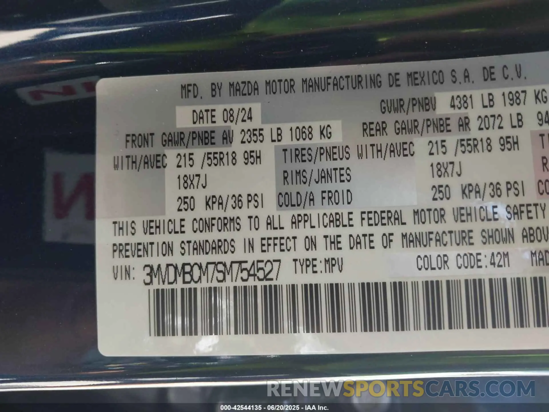 9 fotografías del automóvil dañado 3MVDMBCM7SM754527 MAZDA CX-30 2025