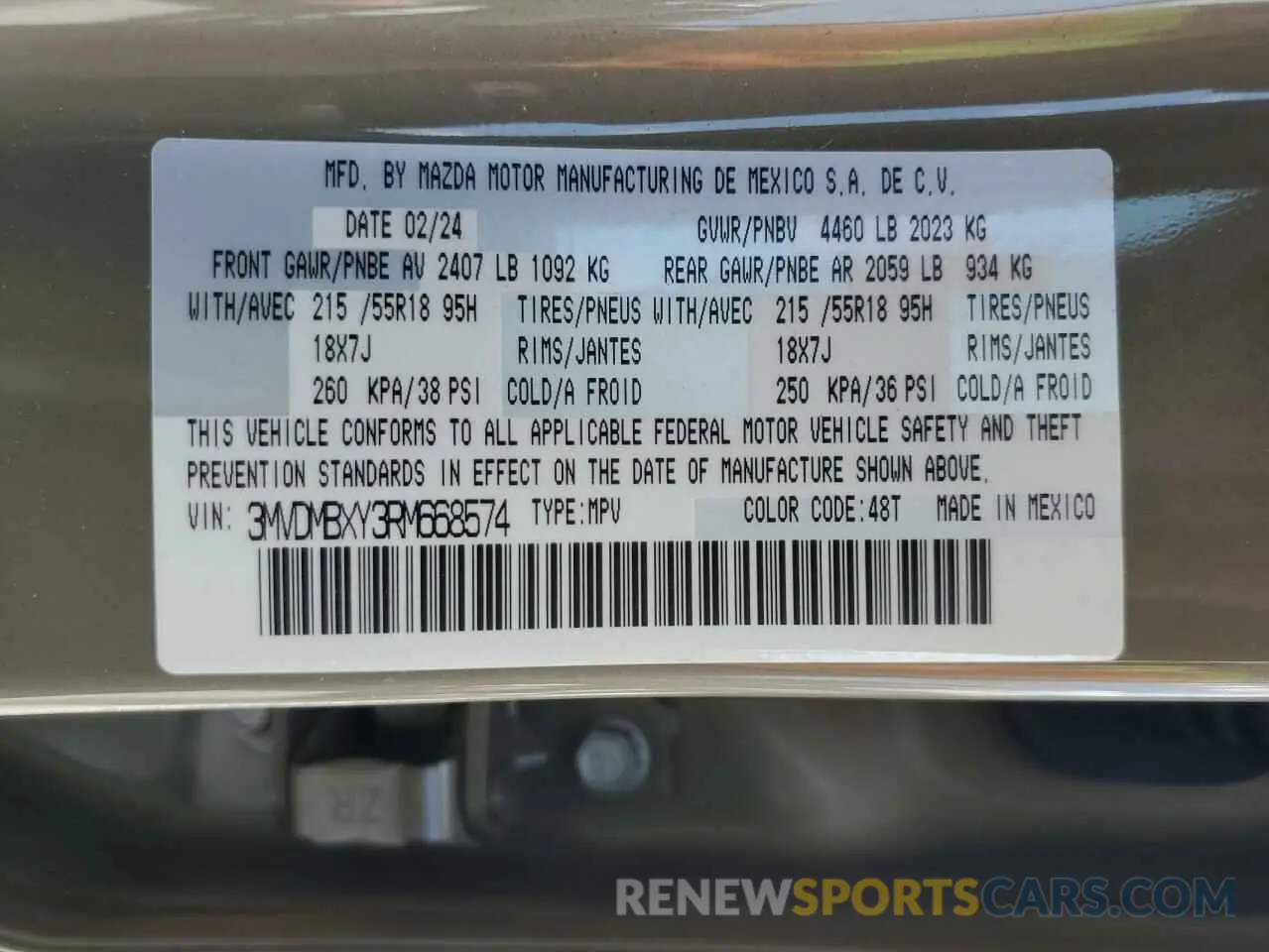 12 fotografías del automóvil dañado 3MVDMBXY3RM668574 MAZDA CX-30 CARB 2024