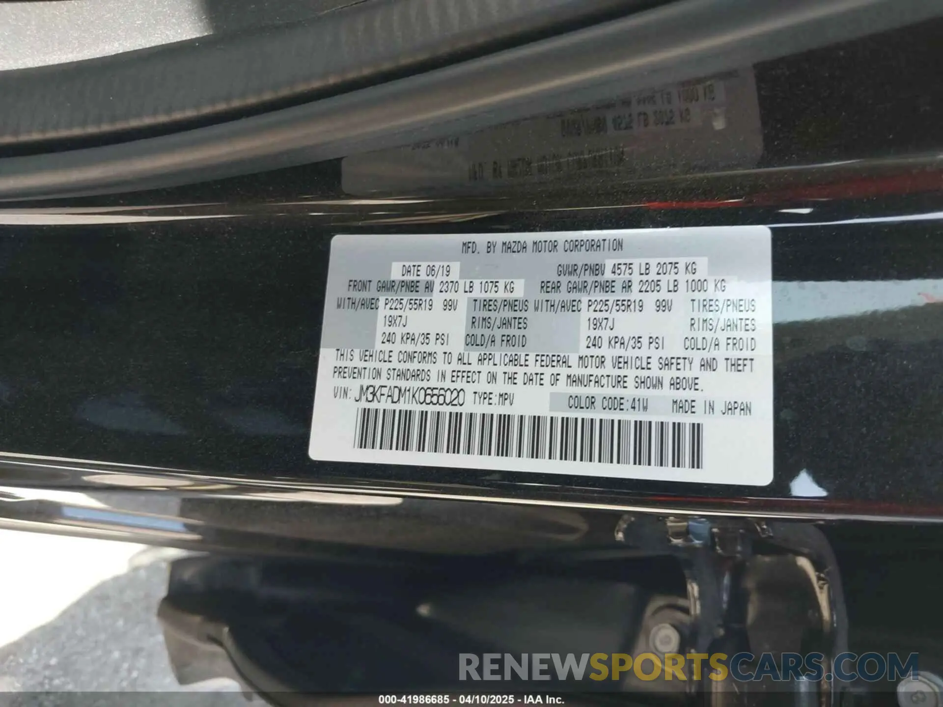 9 fotografías del automóvil dañado JM3KFADM1K0656020 MAZDA CX-5 2019