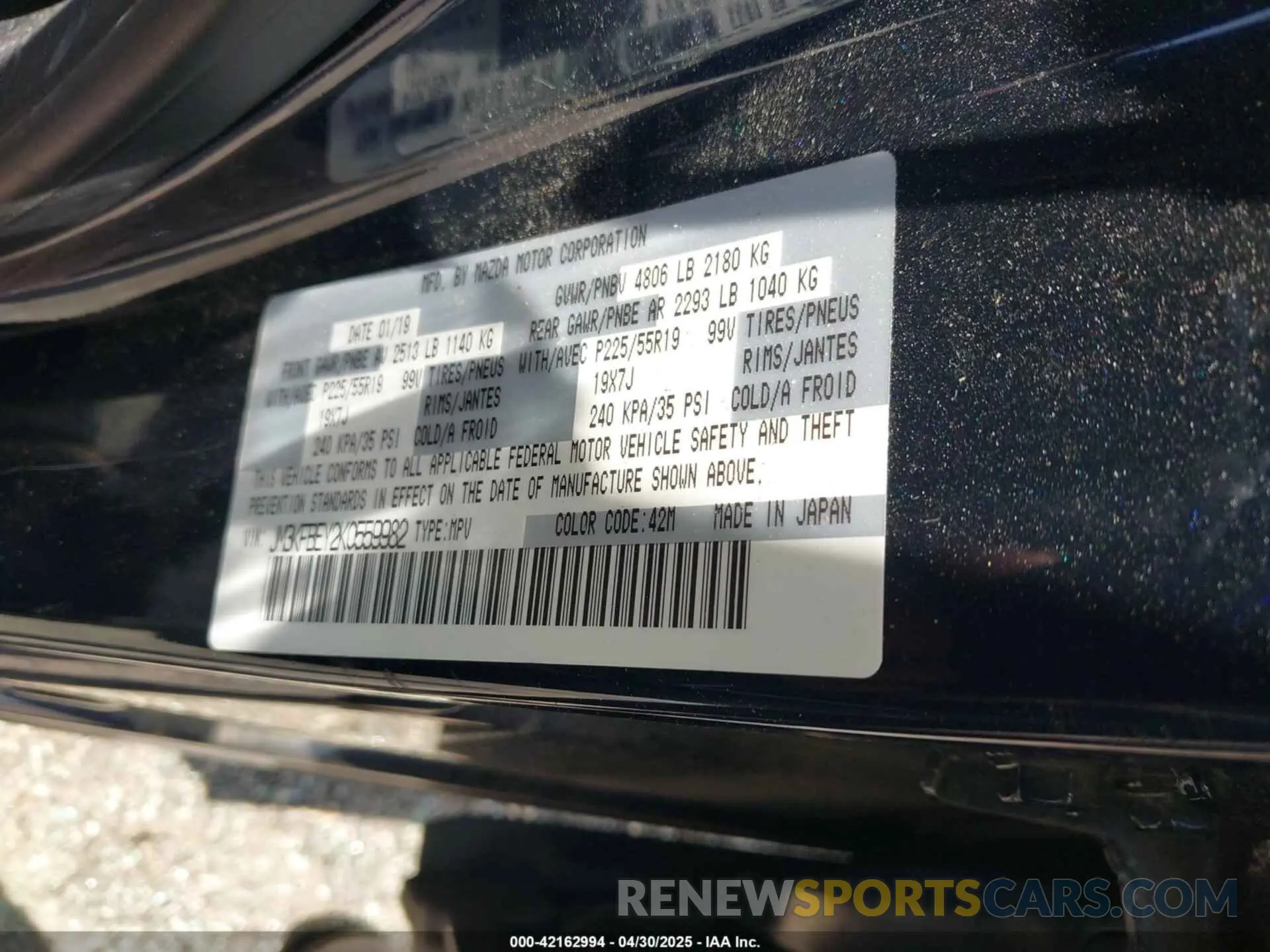 9 fotografías del automóvil dañado JM3KFBEY2K0559982 MAZDA CX-5 2019