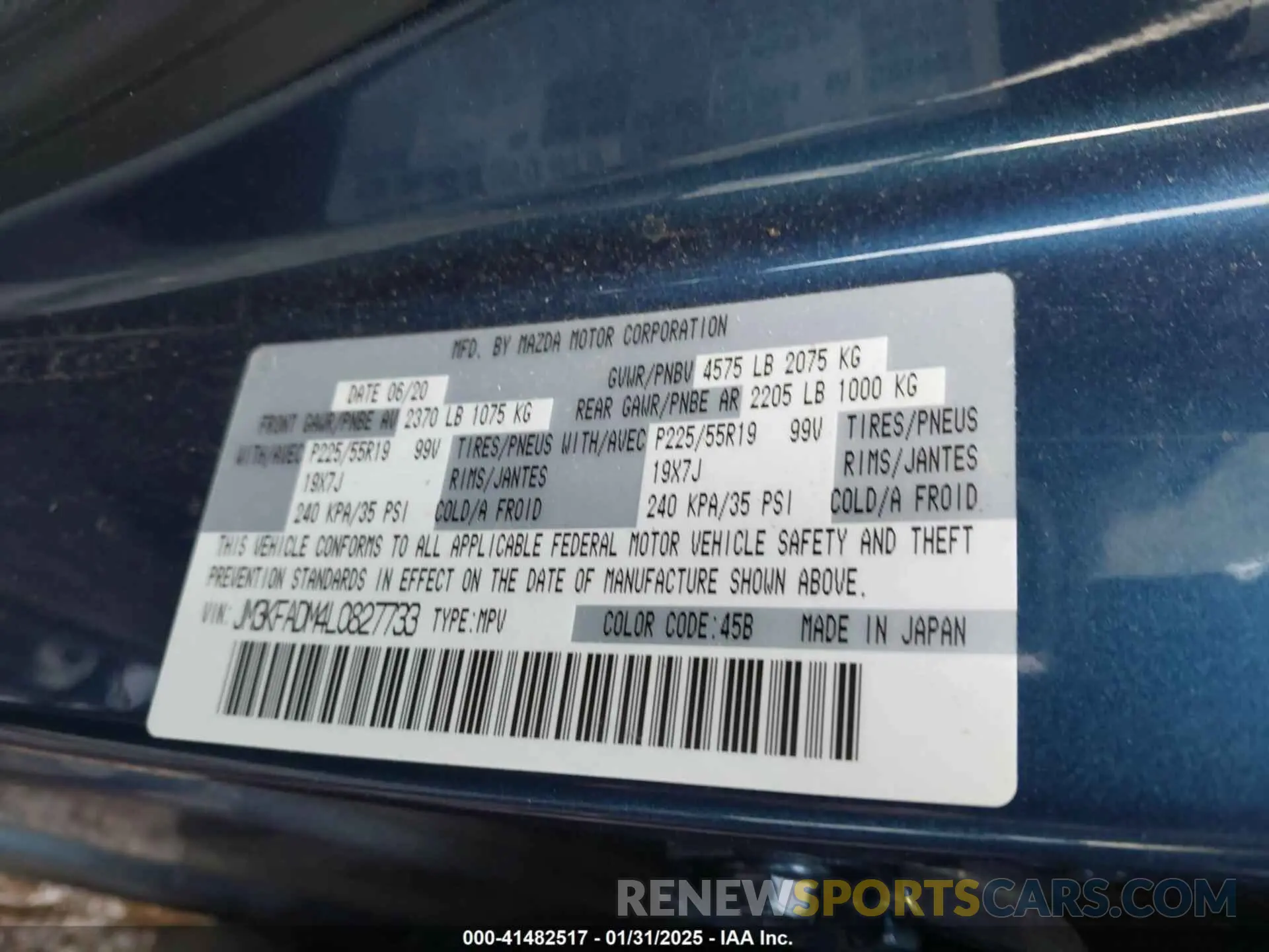 9 fotografías del automóvil dañado JM3KFADM4L0827733 MAZDA CX-5 2020