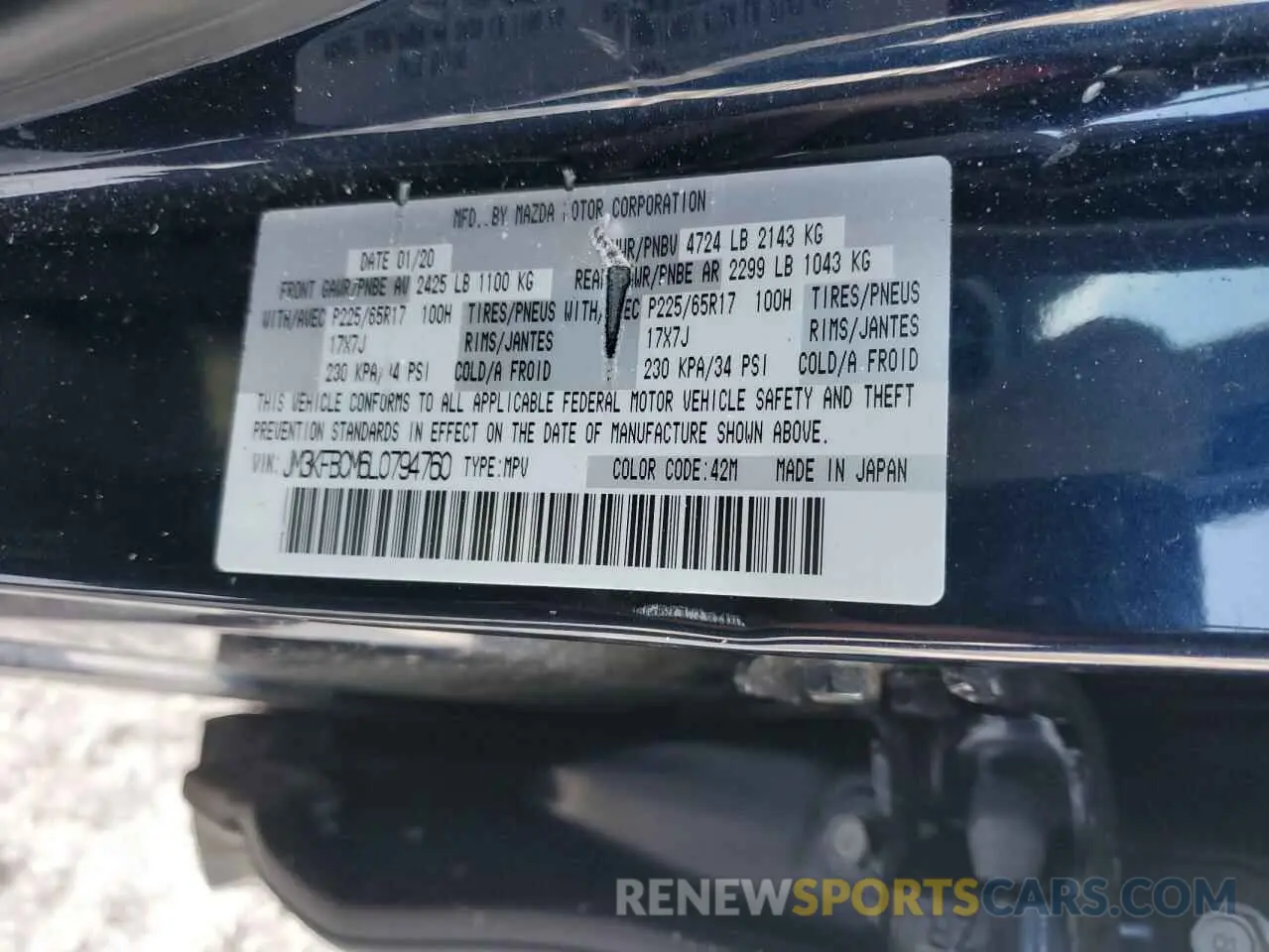 15 fotografías del automóvil dañado JM3KFBCM6L0794760 MAZDA CX-5 2020