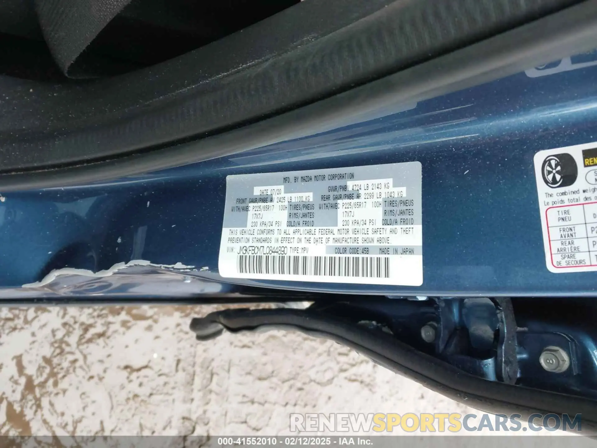 9 fotografías del automóvil dañado JM3KFBCM7L0844890 MAZDA CX-5 2020