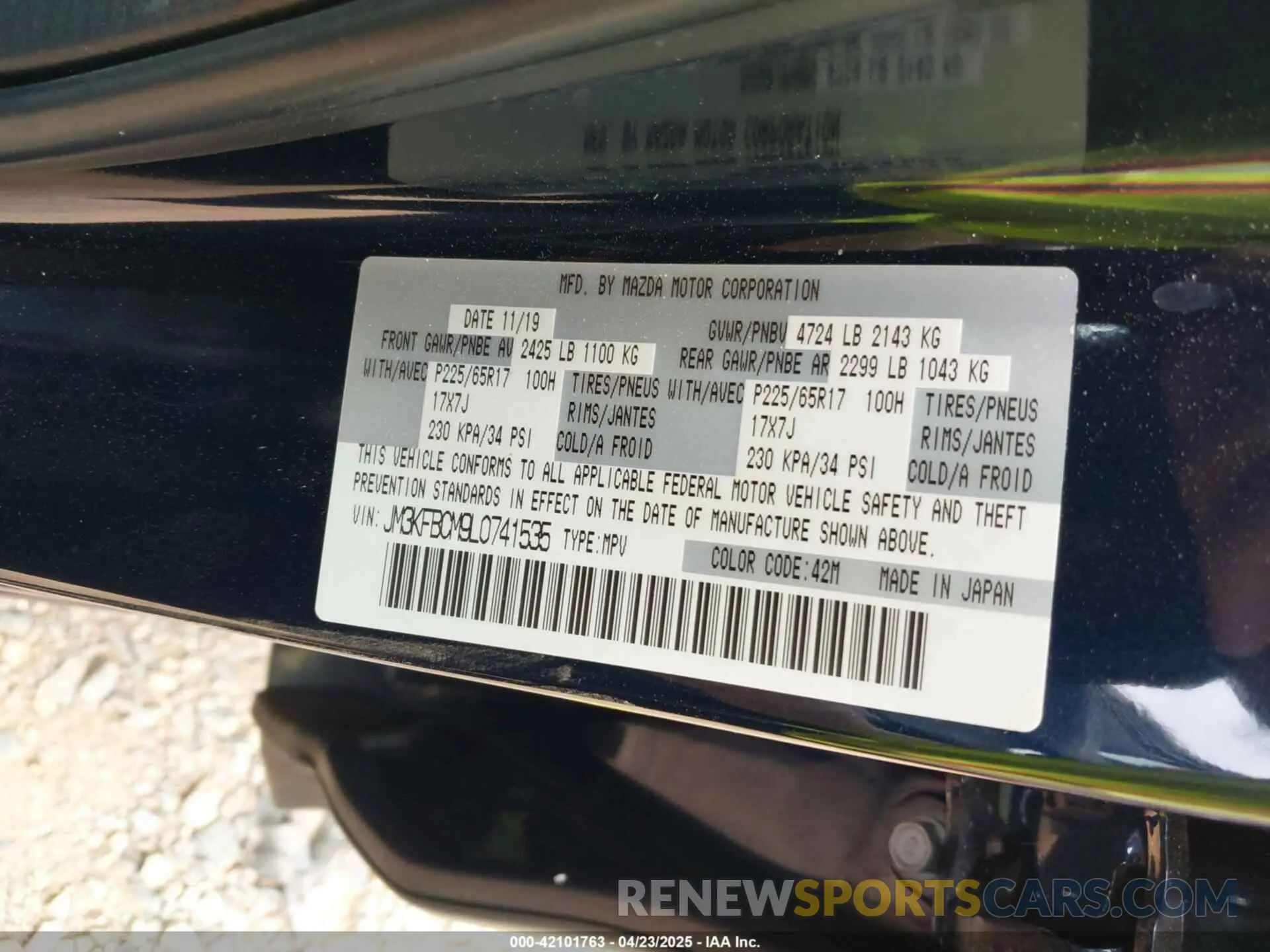 9 fotografías del automóvil dañado JM3KFBCM9L0741535 MAZDA CX-5 2020