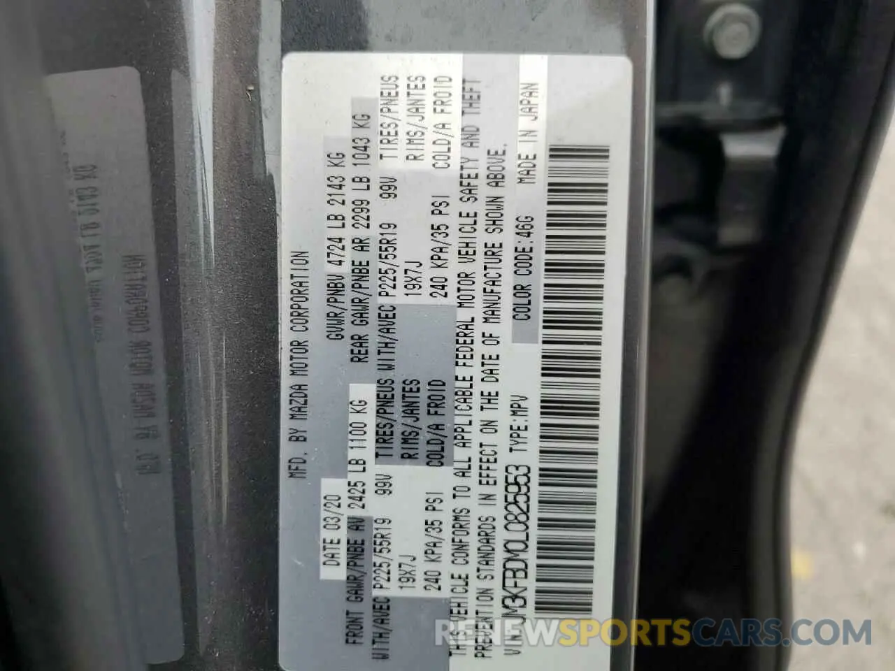 14 fotografías del automóvil dañado JM3KFBDM0L0825953 MAZDA CX-5 2020