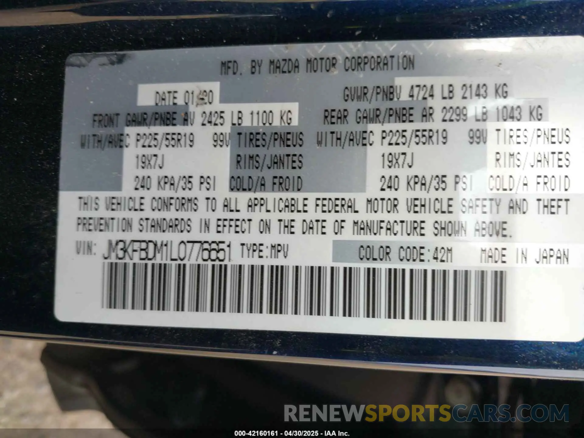 9 fotografías del automóvil dañado JM3KFBDM1L0776651 MAZDA CX-5 2020