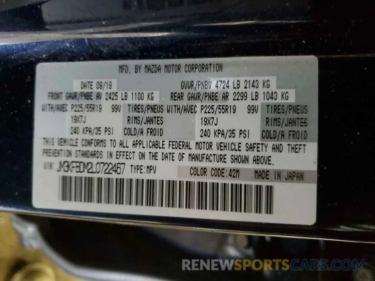 13 fotografías del automóvil dañado JM3KFBDM2L0722467 MAZDA CX-5 2020