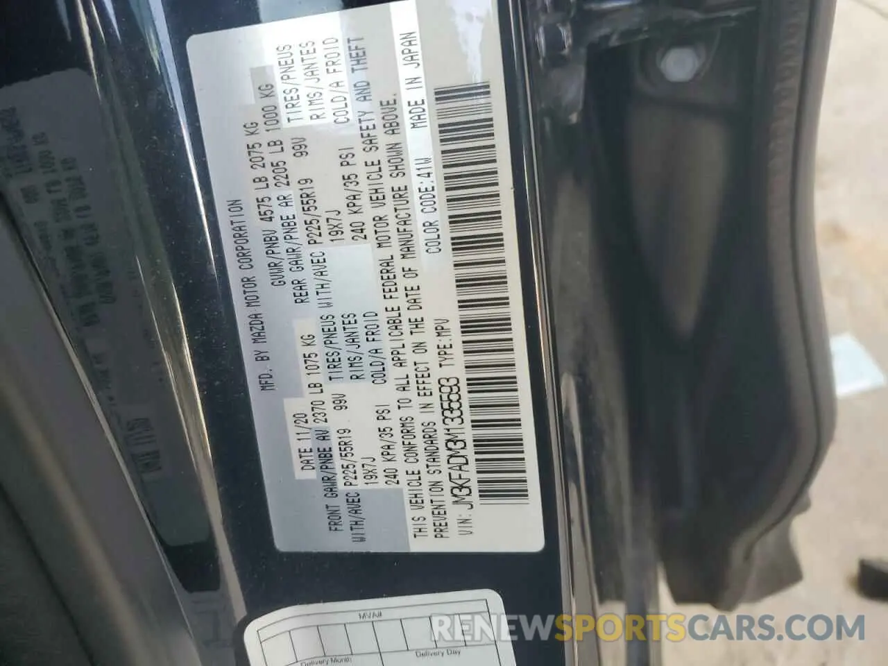 12 fotografías del automóvil dañado JM3KFADM3M1335593 MAZDA CX-5 2021