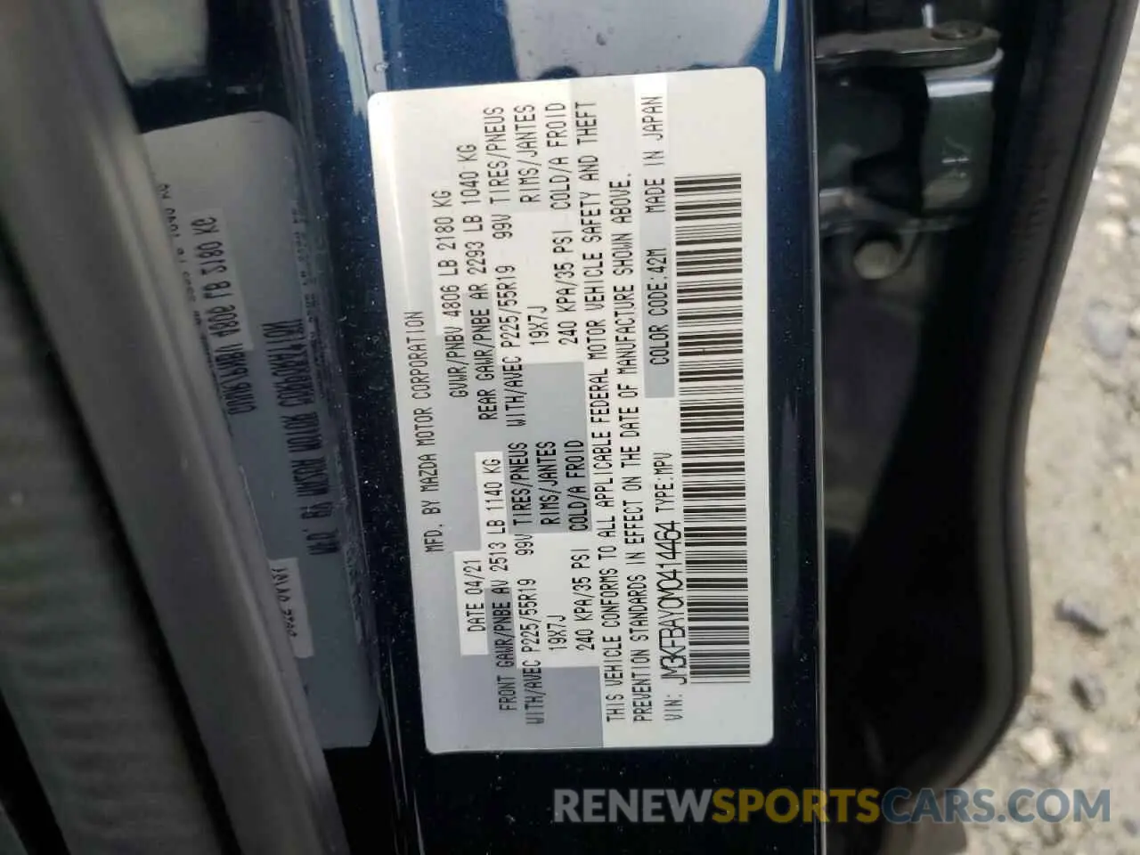 15 fotografías del automóvil dañado JM3KFBAY0M0414464 MAZDA CX-5 2021
