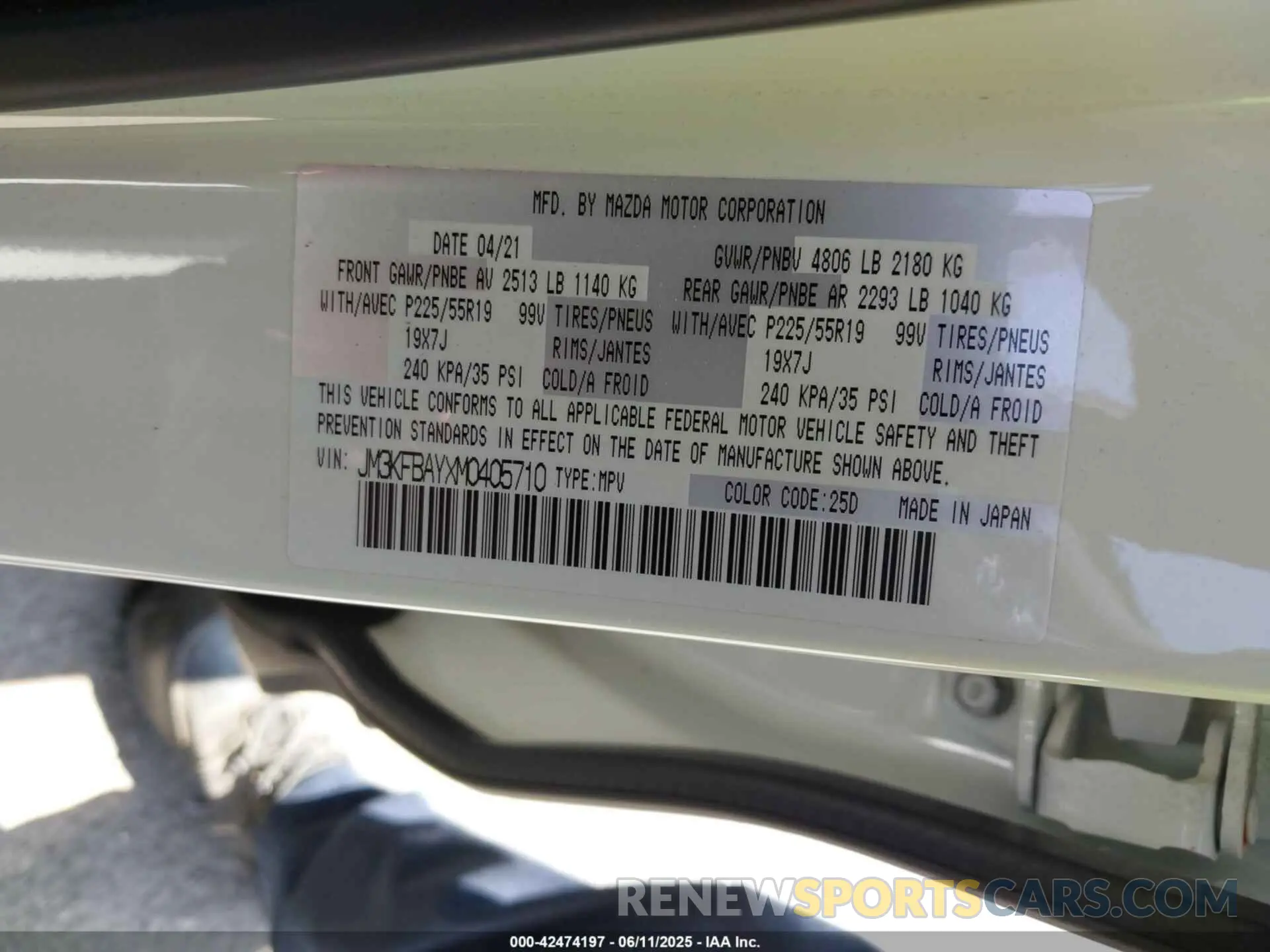 9 fotografías del automóvil dañado JM3KFBAYXM0405710 MAZDA CX-5 2021