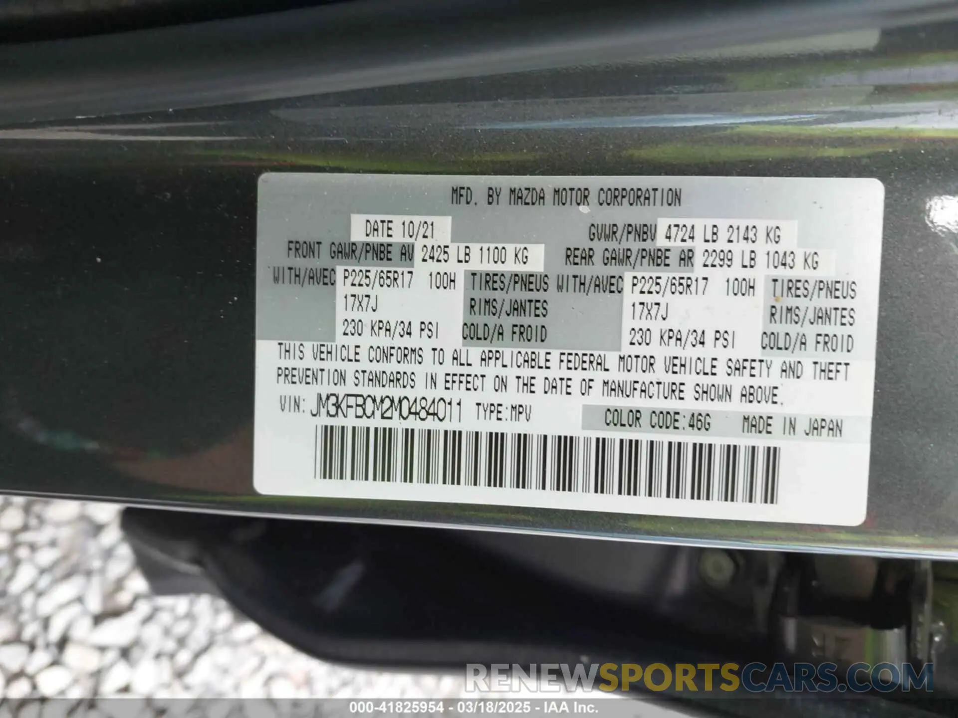 9 fotografías del automóvil dañado JM3KFBCM2M0484011 MAZDA CX-5 2021