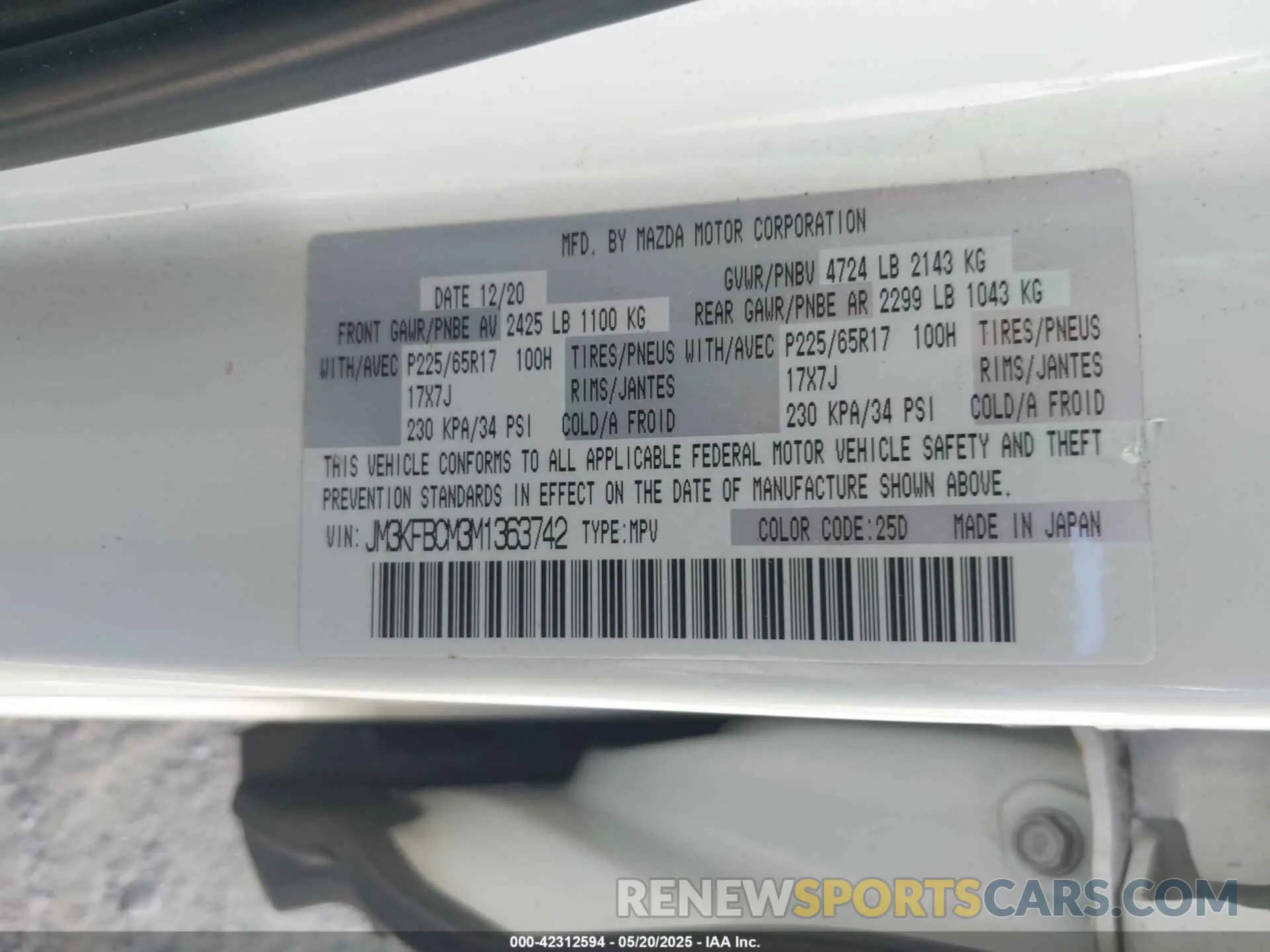 9 fotografías del automóvil dañado JM3KFBCM3M1363742 MAZDA CX-5 2021